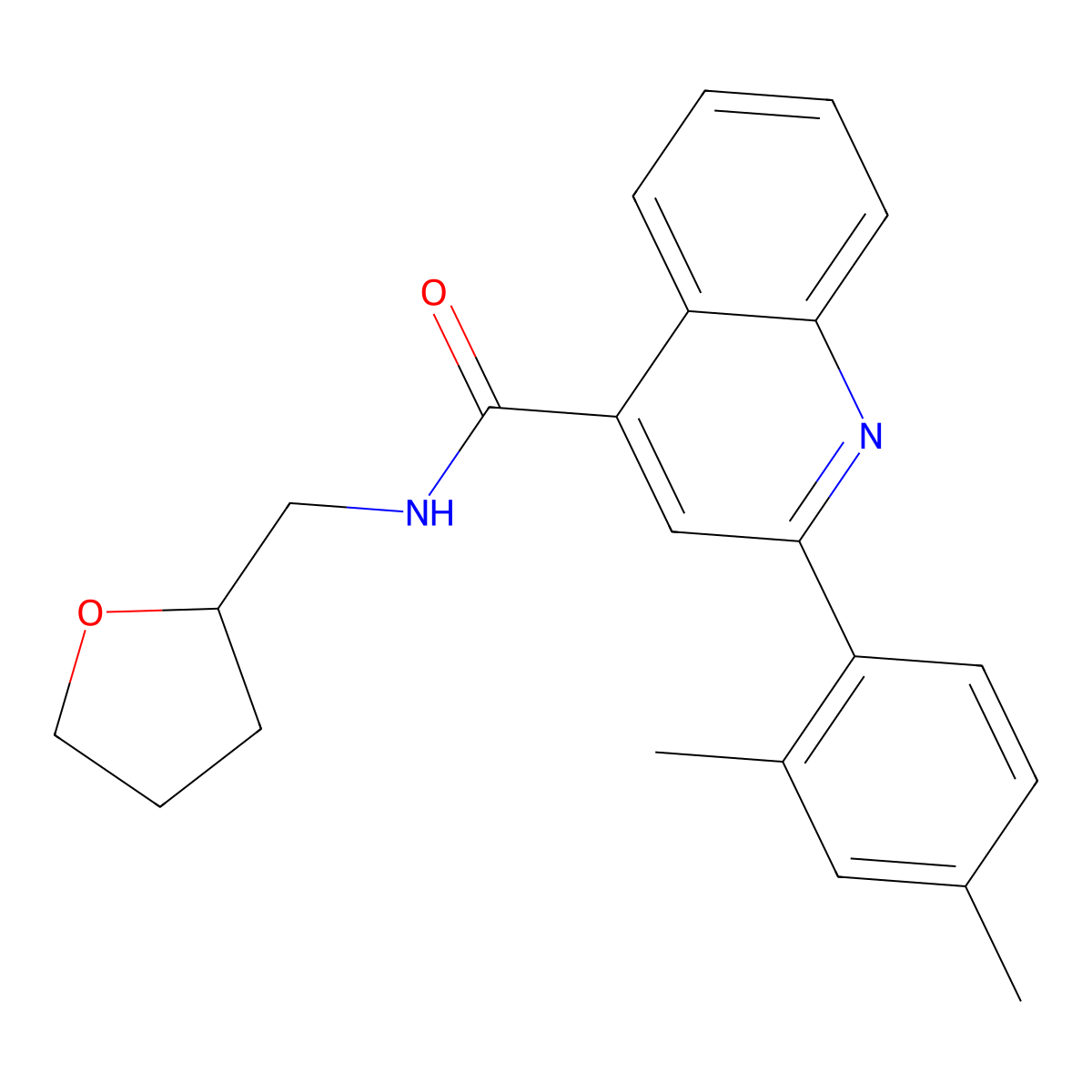 2-(2,4-dimethylphenyl)-N-(oxolan-2-ylmethyl)quinoline-4-carboxamide molecular structure, CAS 389081-06-5