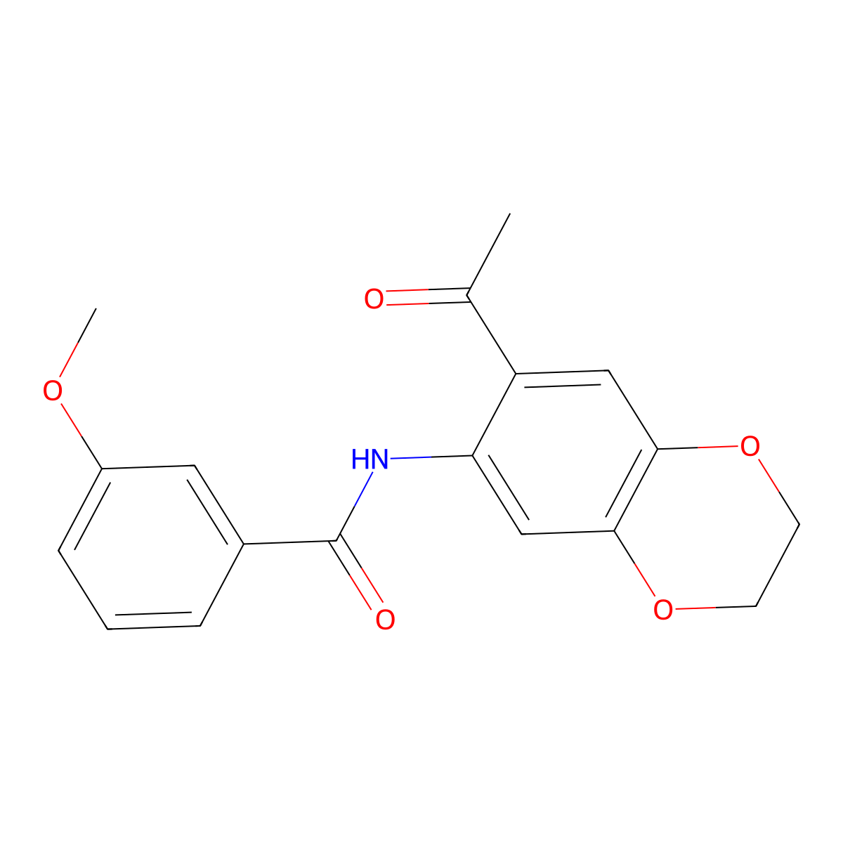 N-(7-acetyl-2,3-dihydro-1,4-benzodioxin-6-yl)-3-methoxybenzamide molecular structure, CAS 389081-38-3