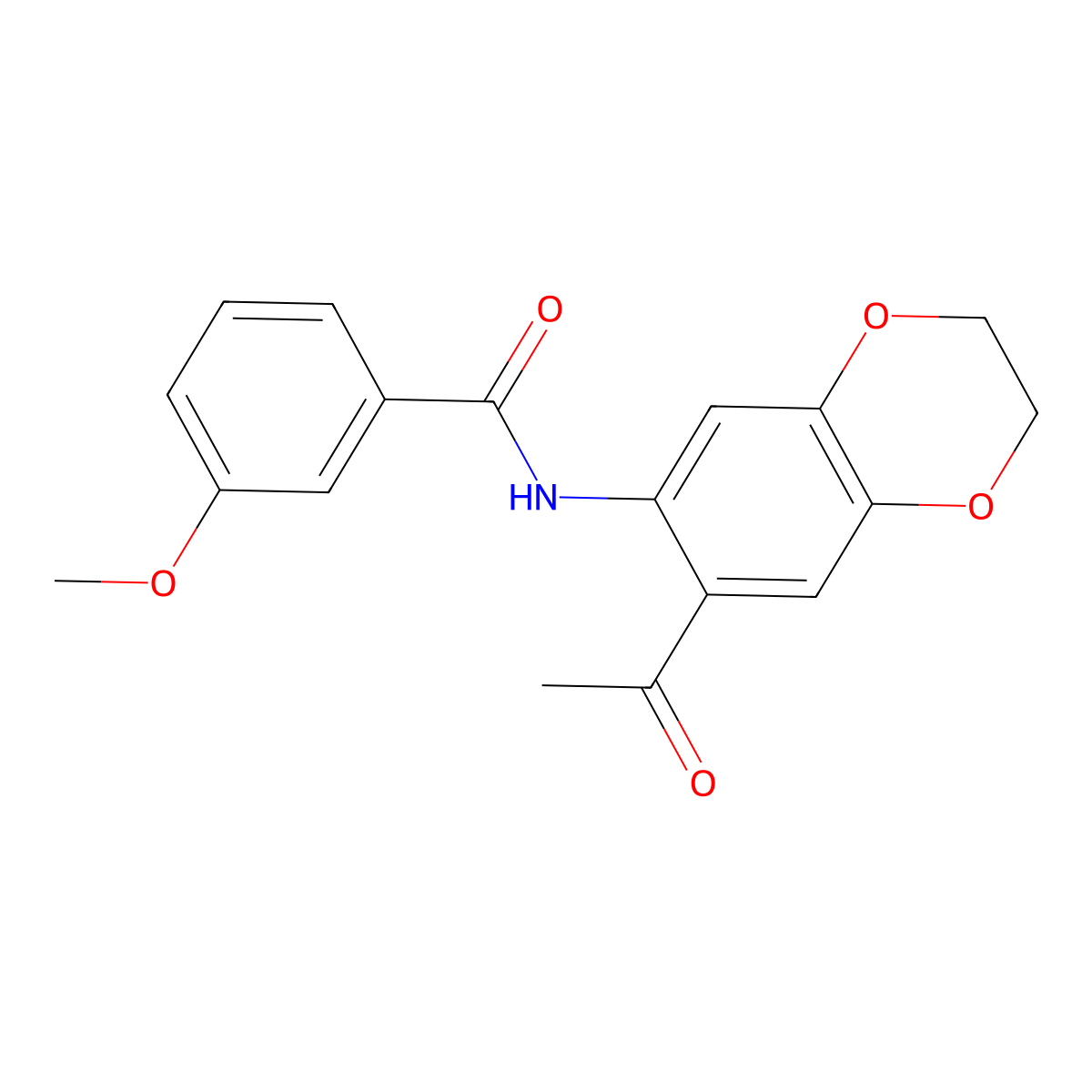 N-(7-acetyl-2,3-dihydro-1,4-benzodioxin-6-yl)-3-methoxybenzamide molecular structure, CAS 389081-38-3