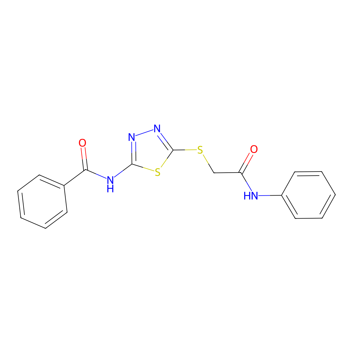 N-(5-((2-oxo-2-(phenylamino)ethyl)thio)-1,3,4-thiadiazol-2-yl)benzamide molecular structure, CAS 389083-76-5