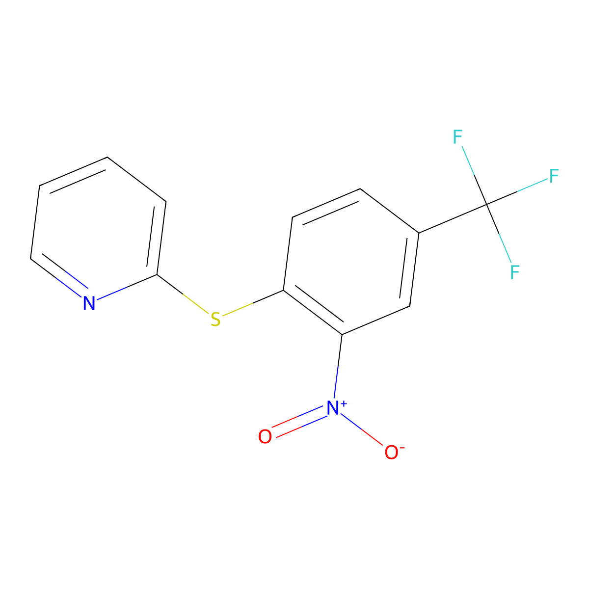 2-Nitro-1-(2-pyridylthio)-4-(trifluoromethyl)benzene molecular structure, CAS 389084-12-2