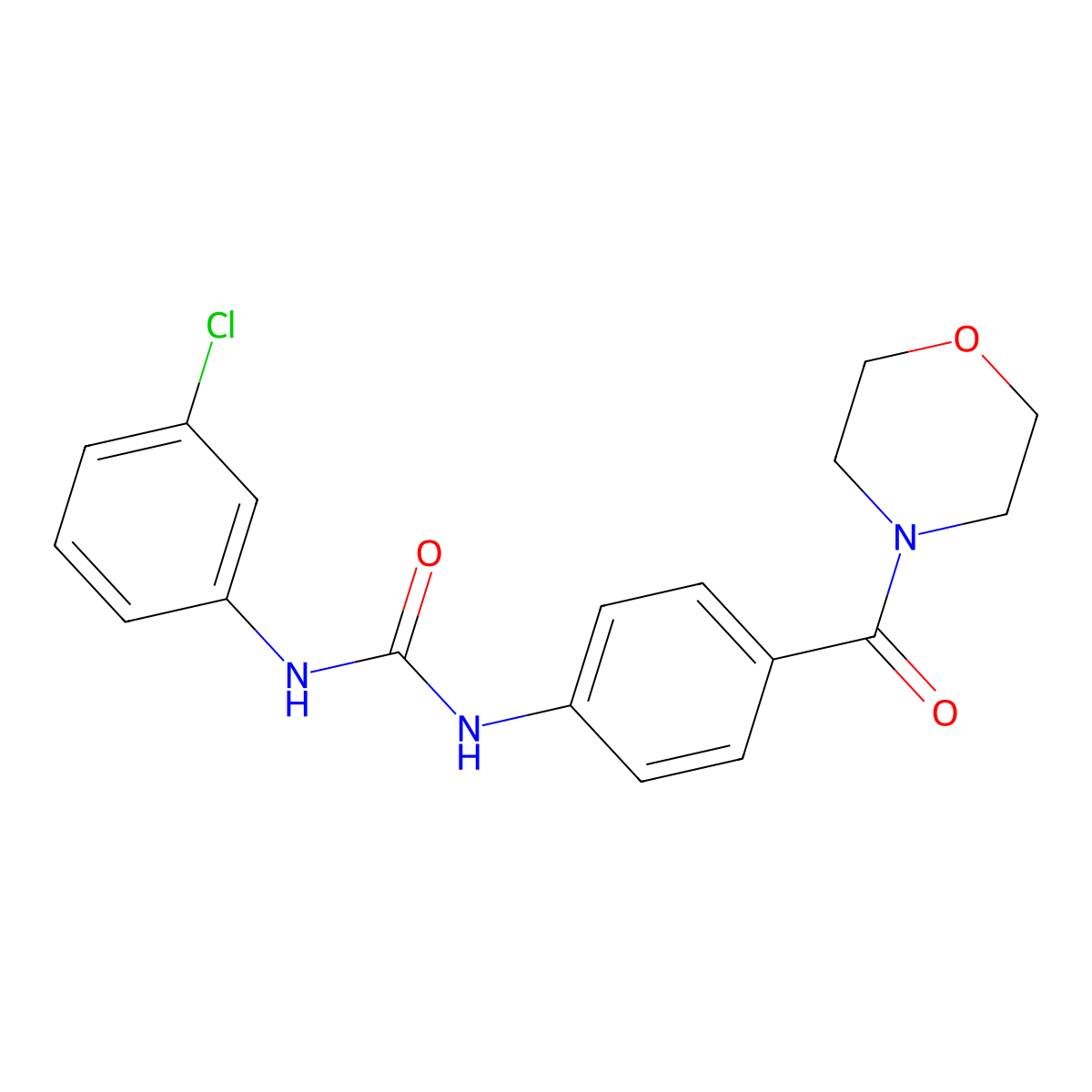 1-(3-Chlorophenyl)-3-[4-[4-morpholinyl(oxo)methyl]phenyl]urea molecular structure, CAS 389084-13-3