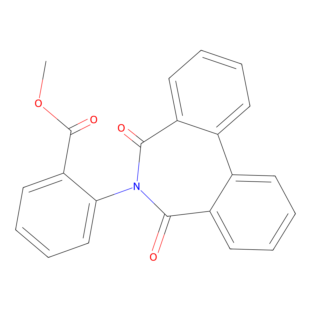 methyl 2-(5,7-dioxo-5,7-dihydro-6H-dibenzo[c,e]azepin-6-yl)benzoate molecular structure, CAS 389126-86-7
