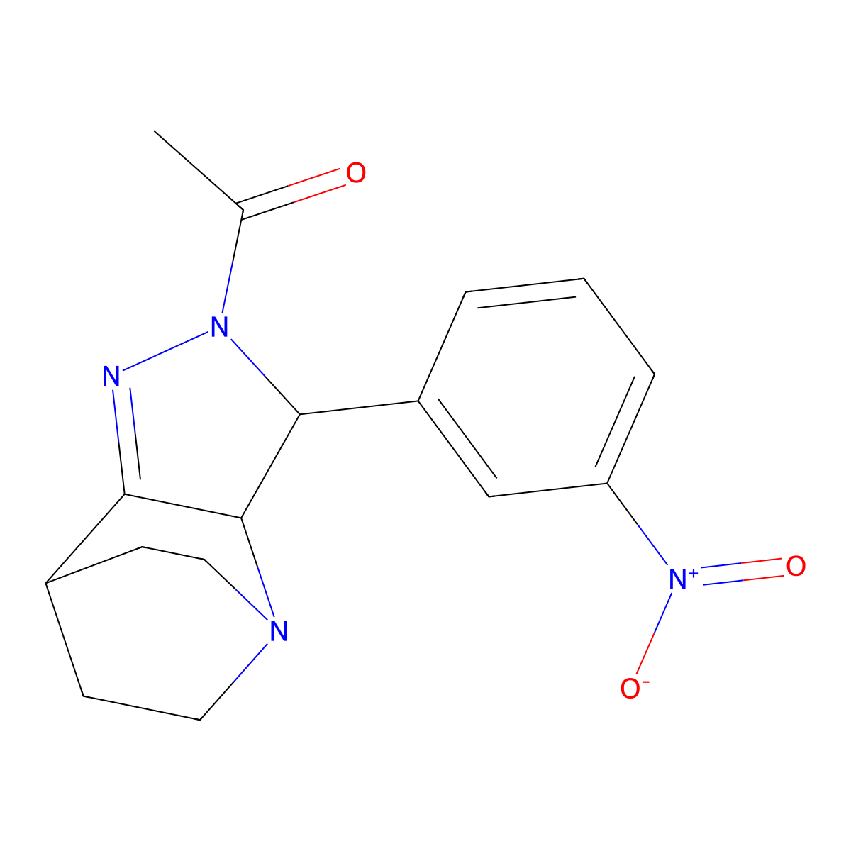 1-(3-(3-nitrophenyl)-3,3a,6,7-tetrahydro-4,7-ethanopyrazolo[4,3-b]pyridin-2(5H)-yl)ethanone molecular structure, CAS 389127-11-1