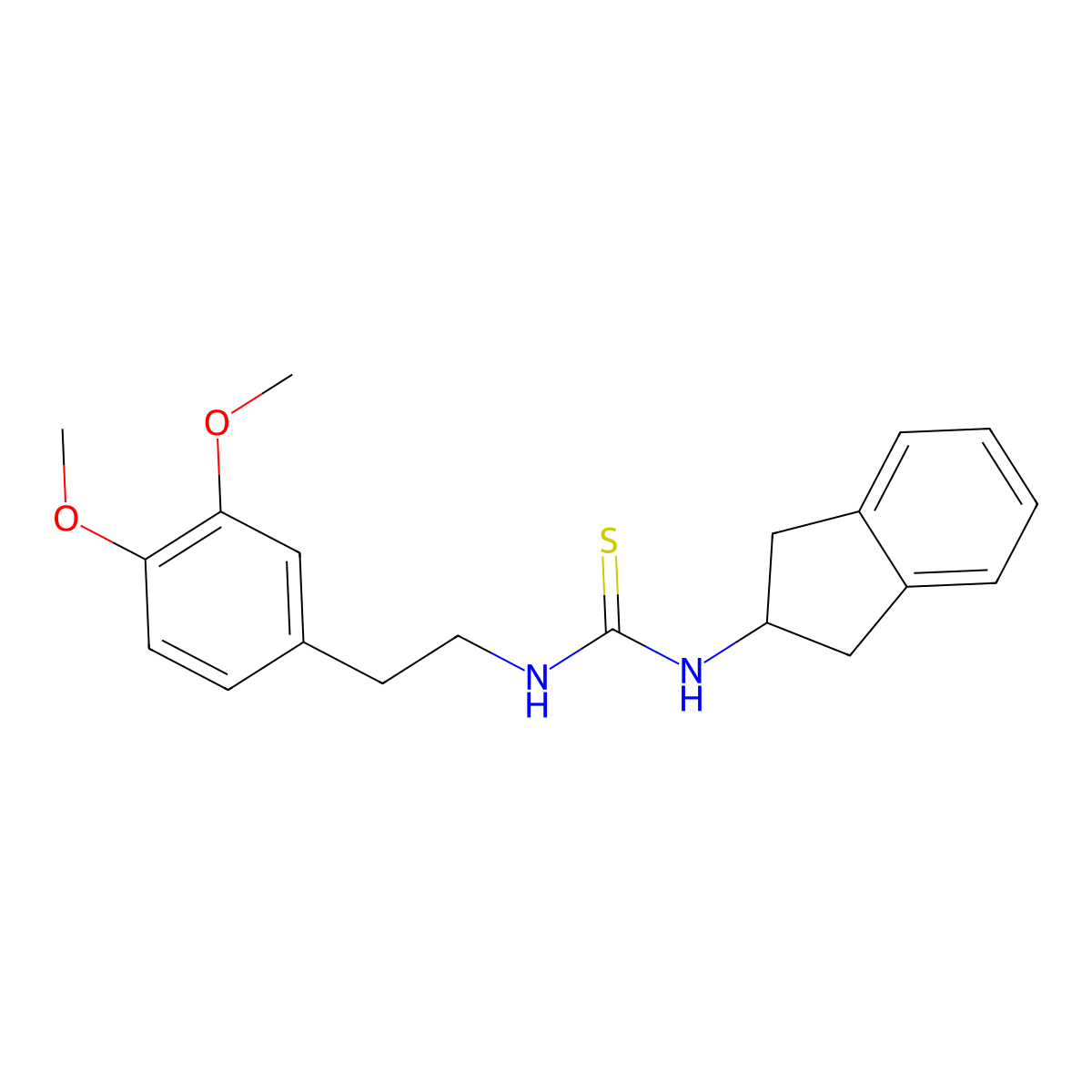 1-(2,3-dihydro-1H-inden-2-yl)-3-(3,4-dimethoxyphenethyl)thiourea molecular structure, CAS 389127-23-5
