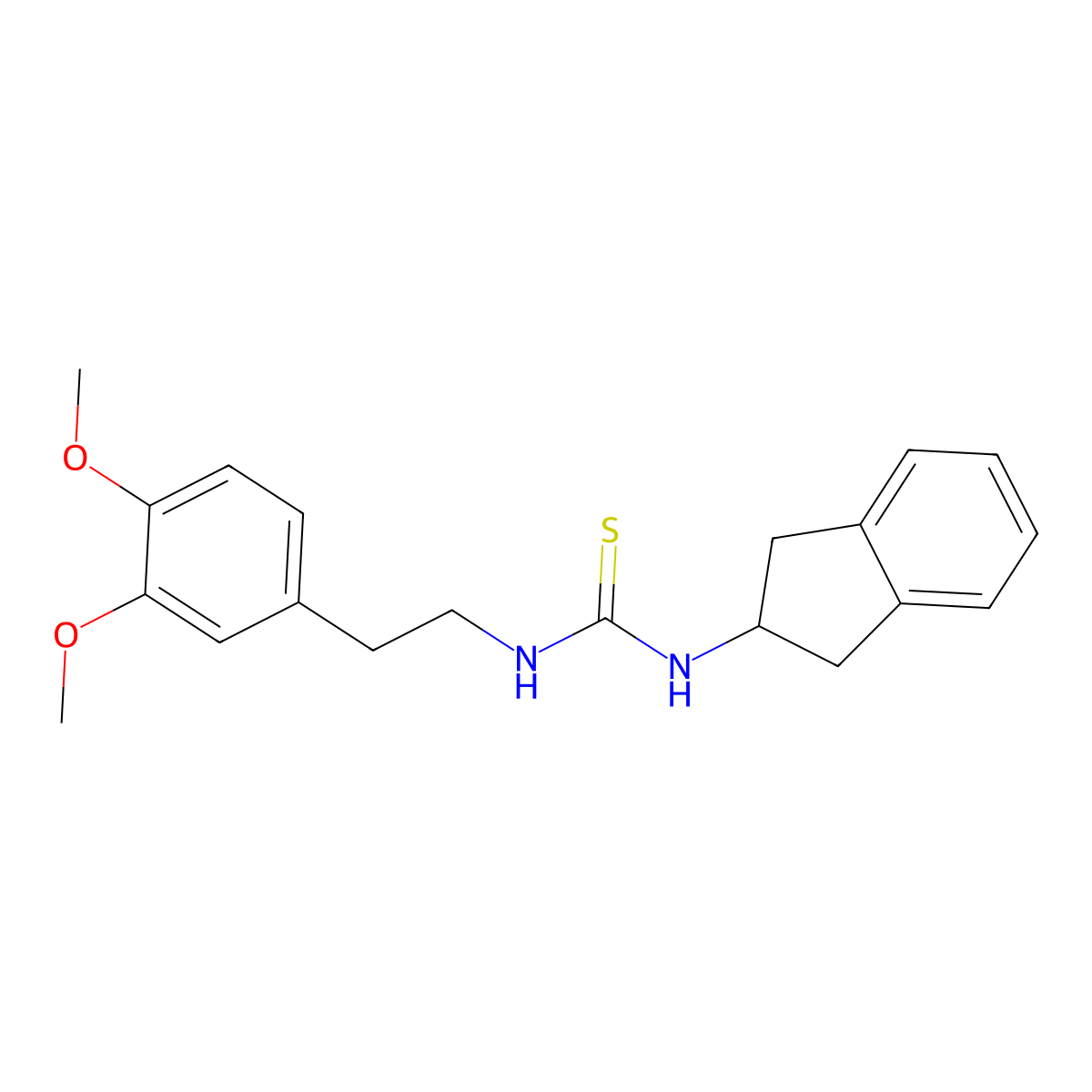 1-(2,3-dihydro-1H-inden-2-yl)-3-(3,4-dimethoxyphenethyl)thiourea molecular structure, CAS 389127-23-5