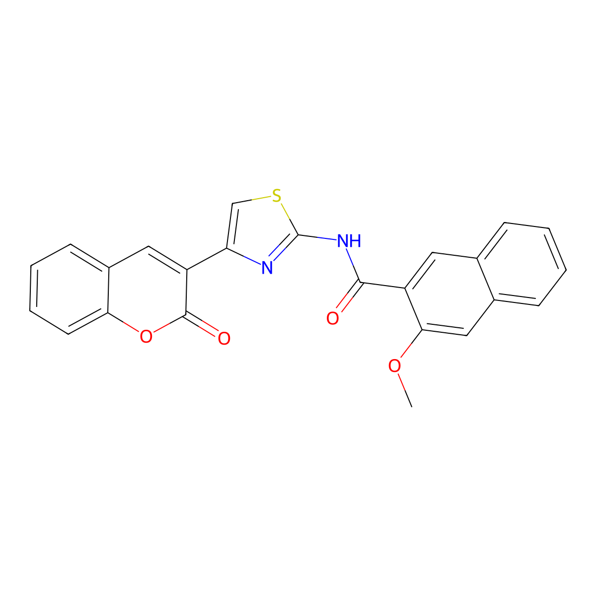 3-methoxy-N-[4-(2-oxochromen-3-yl)-1,3-thiazol-2-yl]naphthalene-2-carboxamide molecular structure, CAS 389127-27-9