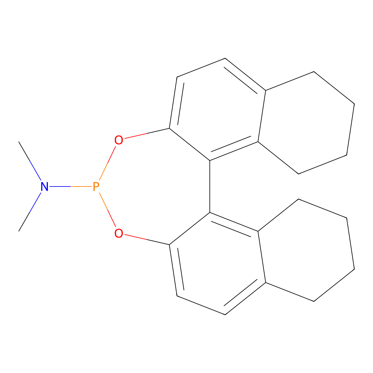 (S)-N,N-Dimethyl-8,9,10,11,12,13,14,15-octahydrodinaphtho[2,1-d:1',2'-f][1,3,2]dioxaphosphepin-4-amine , (S)-8H-MonoPhos molecular structure, CAS 389130-06-7