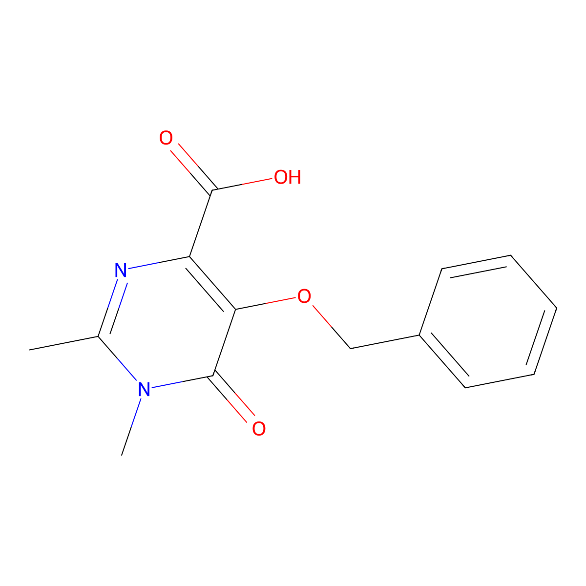 5-(Benzyloxy)-1,2-dimethyl-6-oxo-1,6-dihydropyrimidine-4-carboxylic acid molecular structure, CAS 389130-68-1