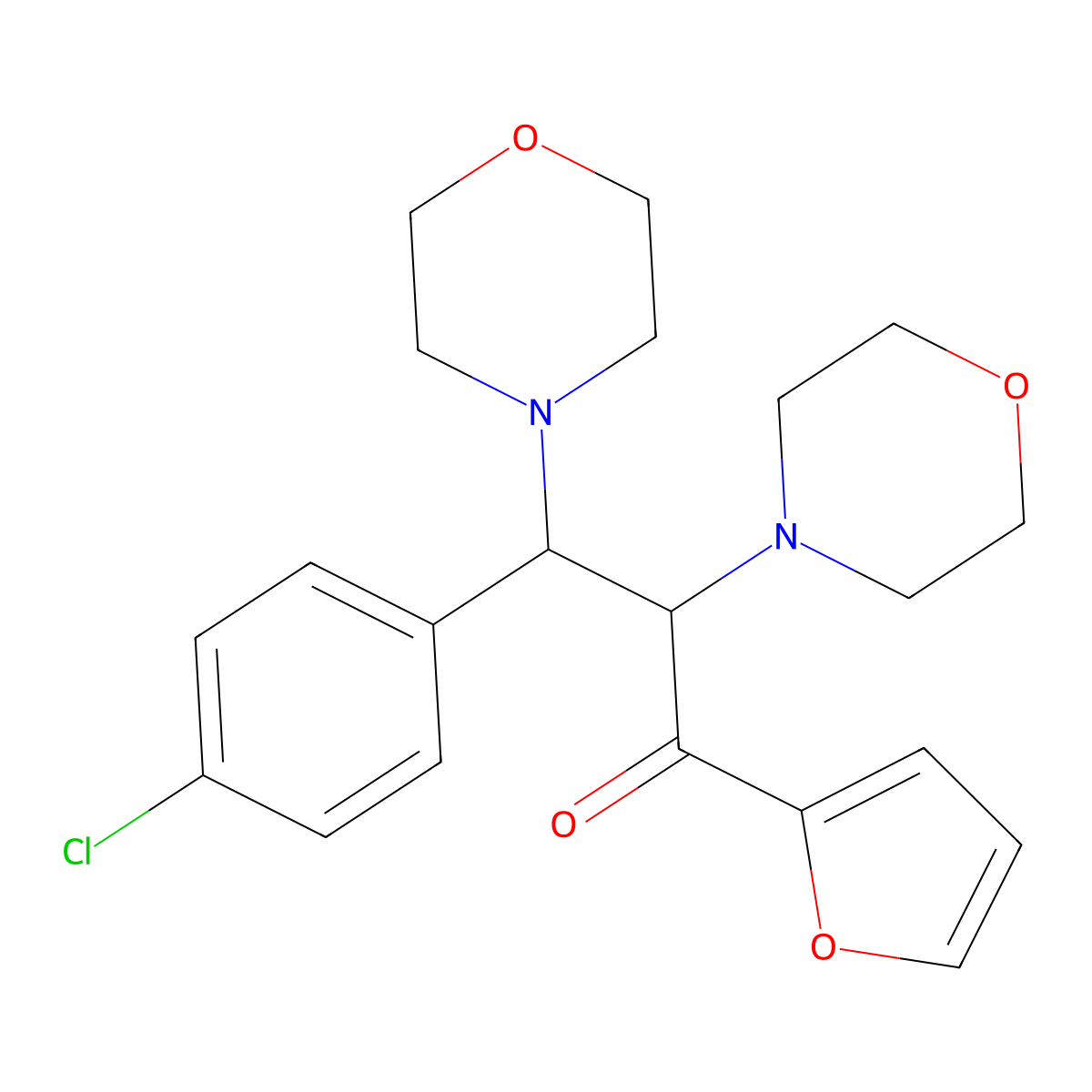 3-(4-Chlorophenyl)-1-(2-furyl)-2,3-dimorpholin-4-ylpropan-1-one molecular structure, CAS 389137-65-9