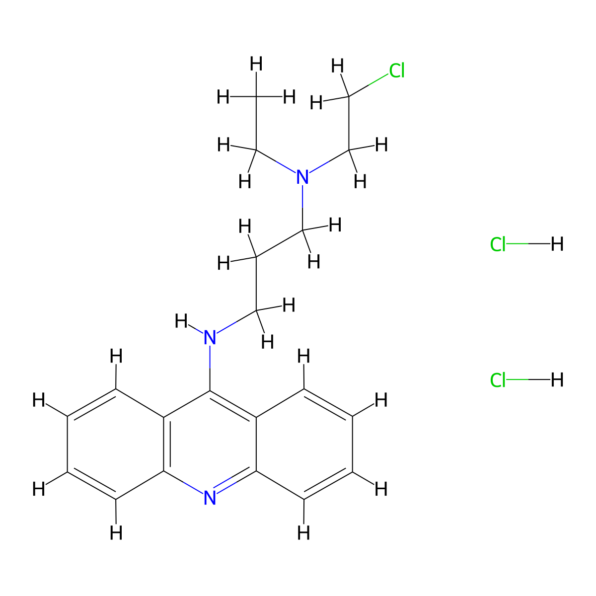 1,3-Propanediamine, N'-9-acridinyl-N-(2-chloroethyl)-N-ethyl-, dihydrochloride molecular structure, CAS 38914-97-5