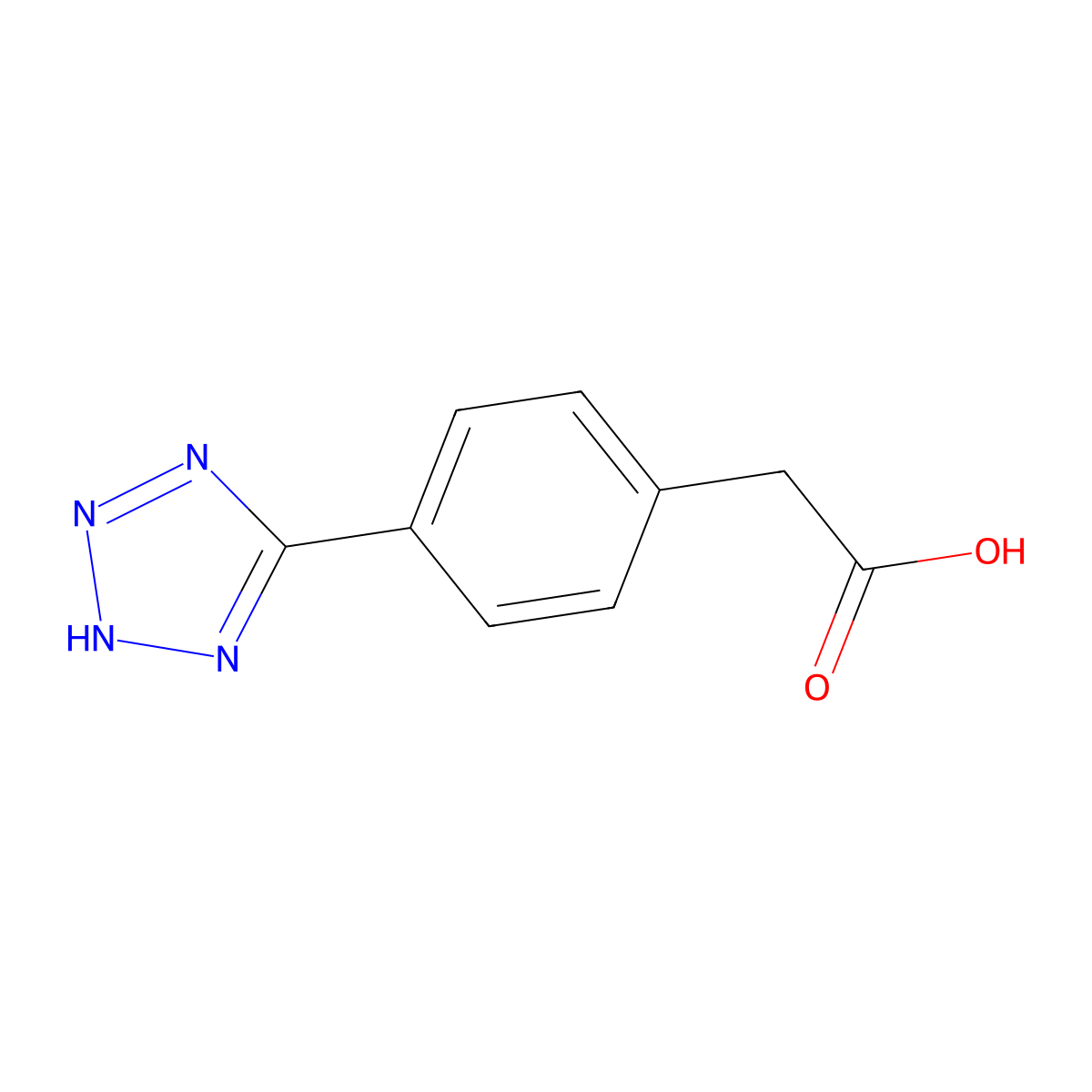 2-(4-(1H-1,2,3,4-tetrazol-5-yl)phenyl)acetic acid molecular structure, CAS 389140-24-3