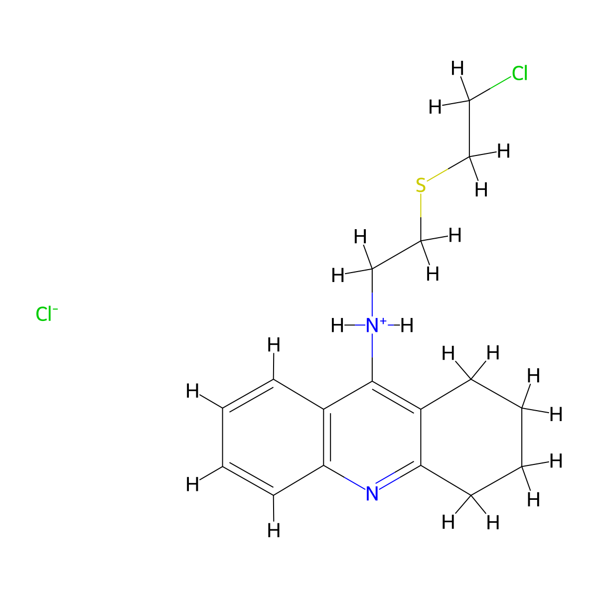 9-Acridinamine, 1,2,3,4-tetrahydro-N-(2-((2-chloroethyl)thio)ethyl)-, hydrochloride molecular structure, CAS 38915-03-6