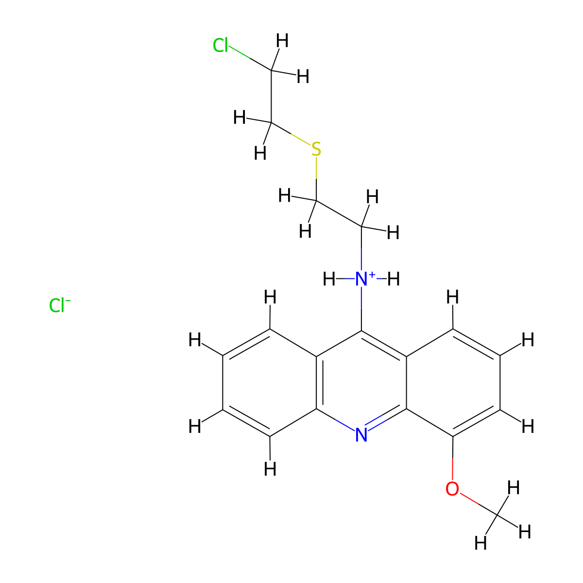 9-Acridinamine, N-(2-((2-chloroethyl)thio)ethyl)-4-methoxy-, hydrochloride, hemihydrate molecular structure, CAS 38915-15-0