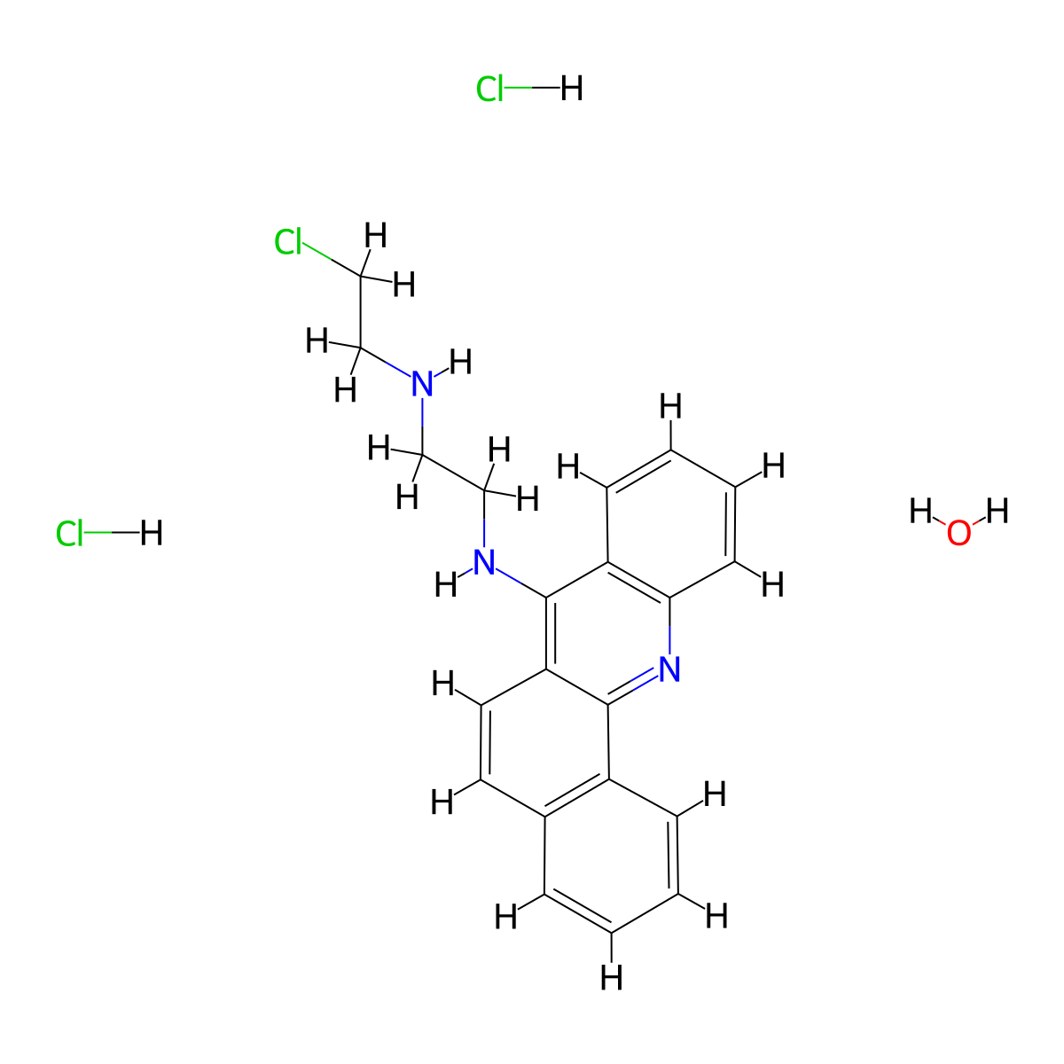 1,2-Ethanediamine, N-benz(c)acridin-7-yl-N'-(2-chloroethyl)-, dihydrochloride, hydrate molecular structure, CAS 38915-49-0