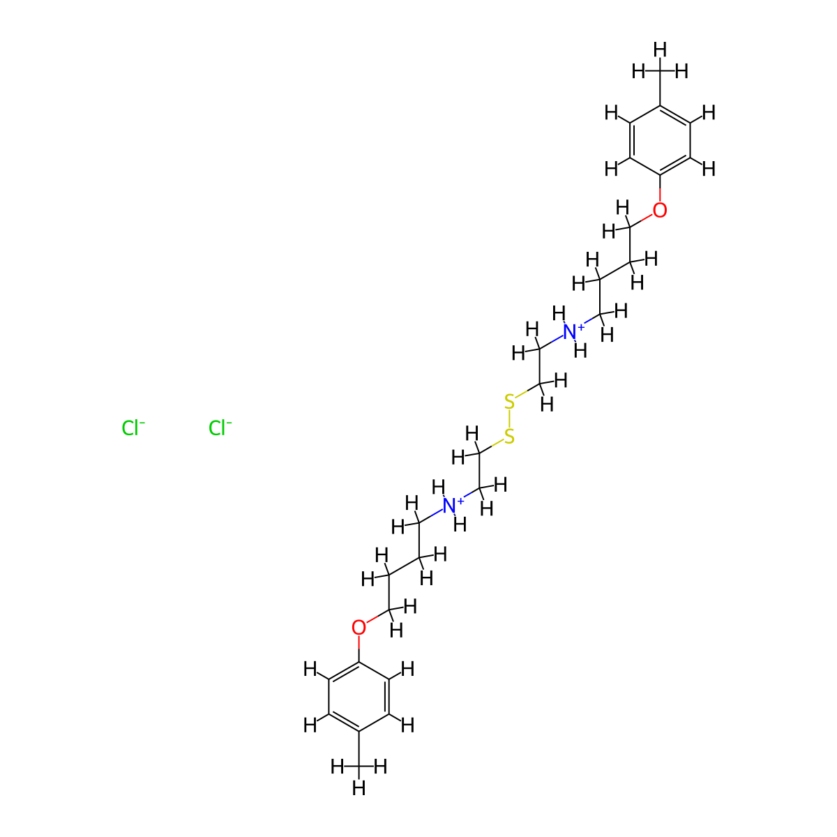 Disulfide, bis(2-(4-((p-tolyloxy)butyl)amino)ethyl)-, dihydrochloride molecular structure, CAS 38920-76-2