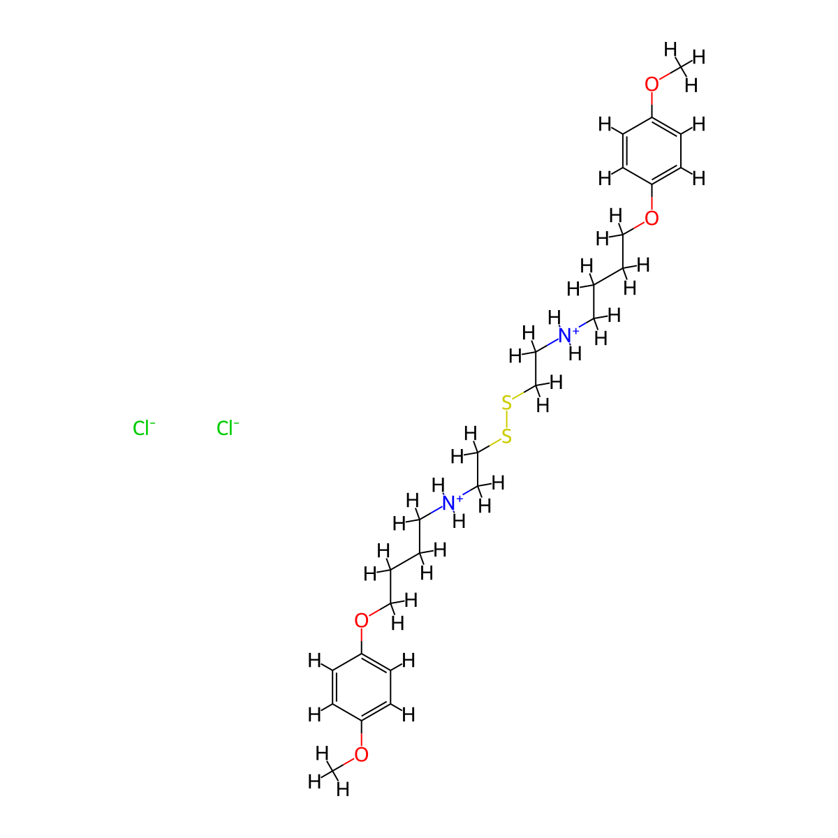 Disulfide, bis(2-((4-(p-methoxyphenoxy)butyl)amino)ethyl)-, dihydrochloride molecular structure, CAS 38920-77-3