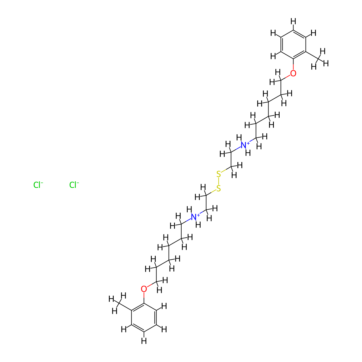 Hexylamine, N,N'-dithiodiethylenebis(6-(o-tolyloxy)-, dihydrochloride molecular structure, CAS 38920-80-8