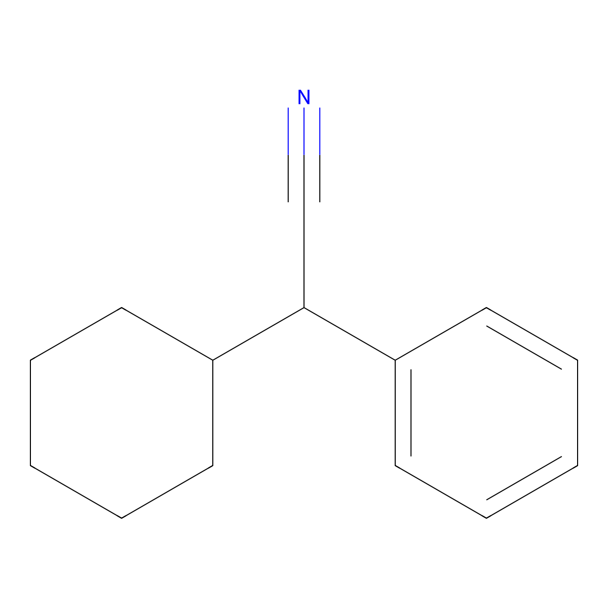 Cyclohexylphenylacetonitrile molecular structure, CAS 3893-23-0