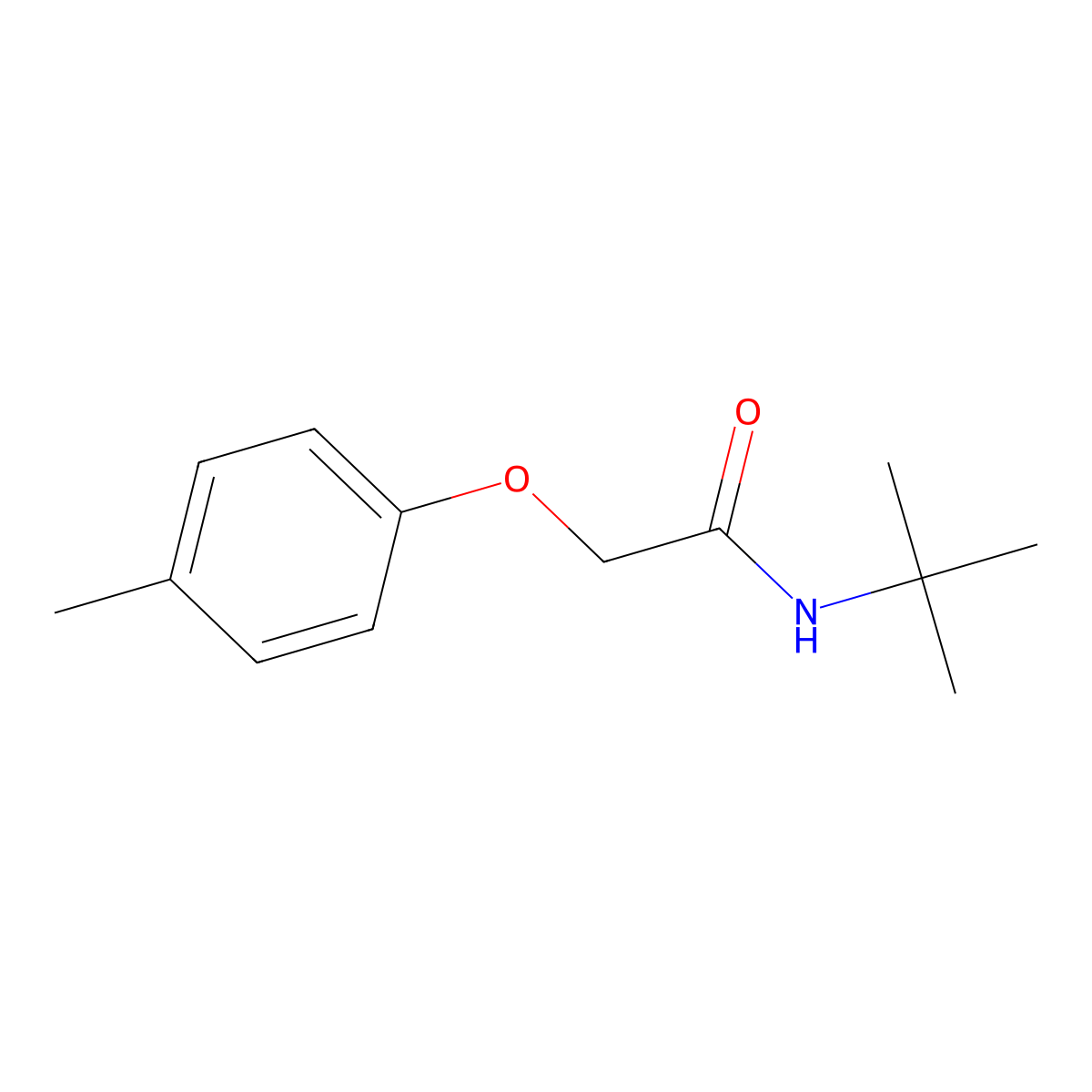 N-tert-butyl-2-(4-methylphenoxy)acetamide molecular structure, CAS 3893-84-3