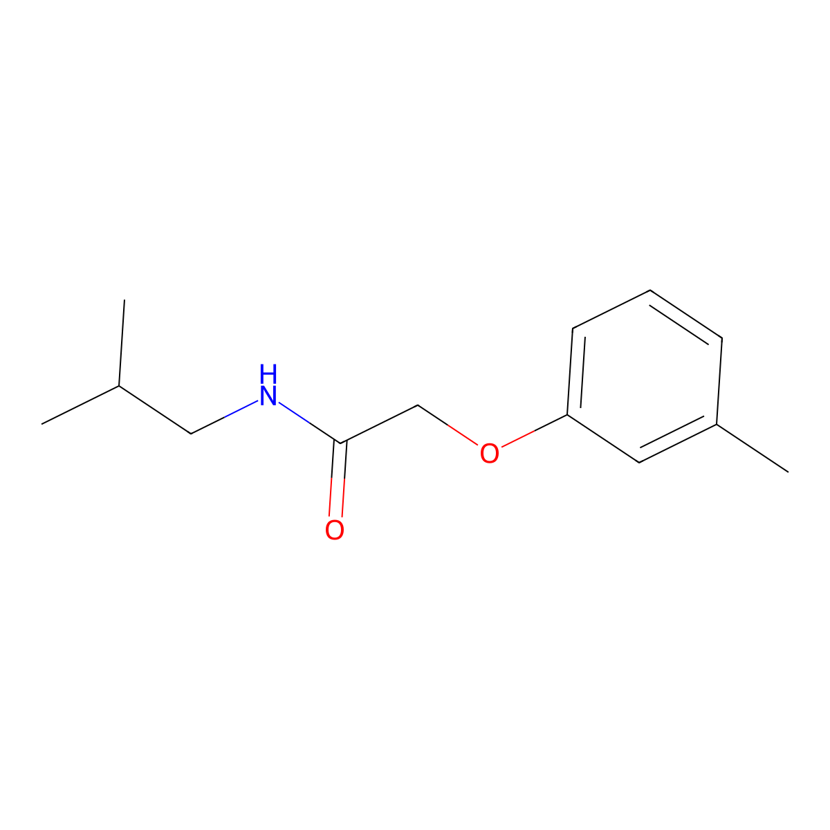 2-(3-methylphenoxy)-N-(2-methylpropyl)acetamide molecular structure, CAS 3893-85-4