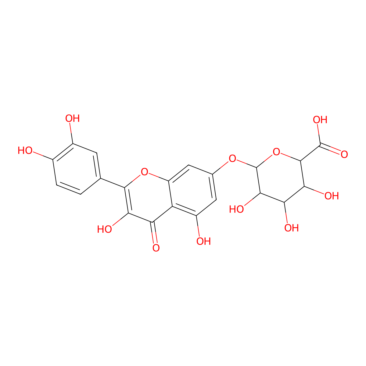 Quercetin 7-glucuronide molecular structure, CAS 38934-20-2