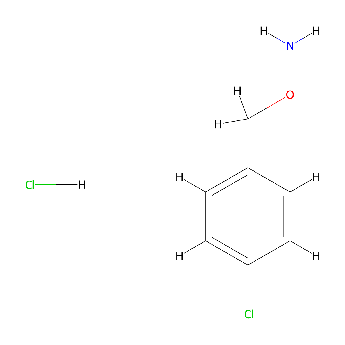 Hydroxylamine, O-((4-chlorophenyl)methyl)-, hydrochloride (1:1) molecular structure, CAS 38936-60-6