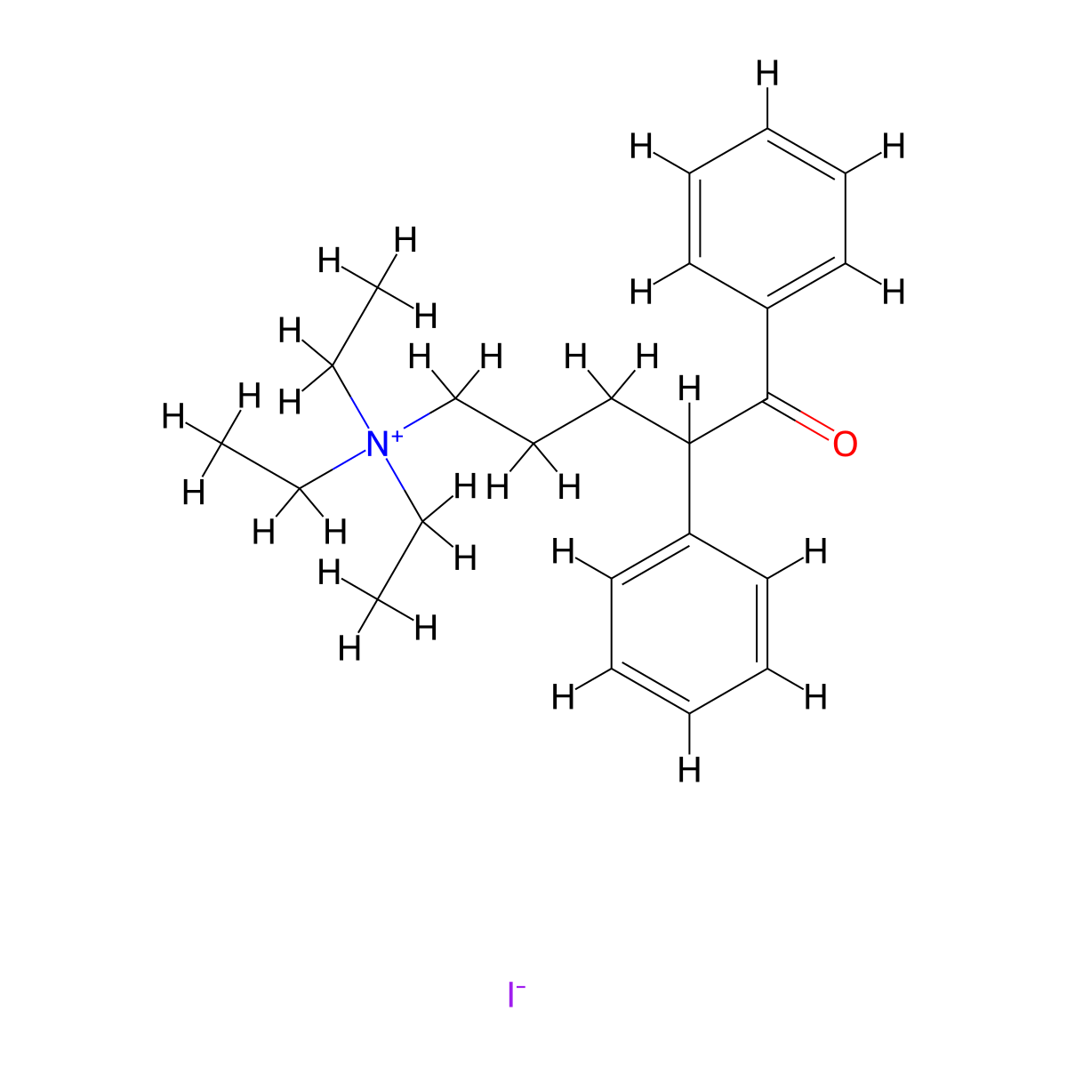 N,N,N-Triethyl-5-oxo-4,5-diphenylpentan-1-aminium iodide molecular structure, CAS 38940-50-0