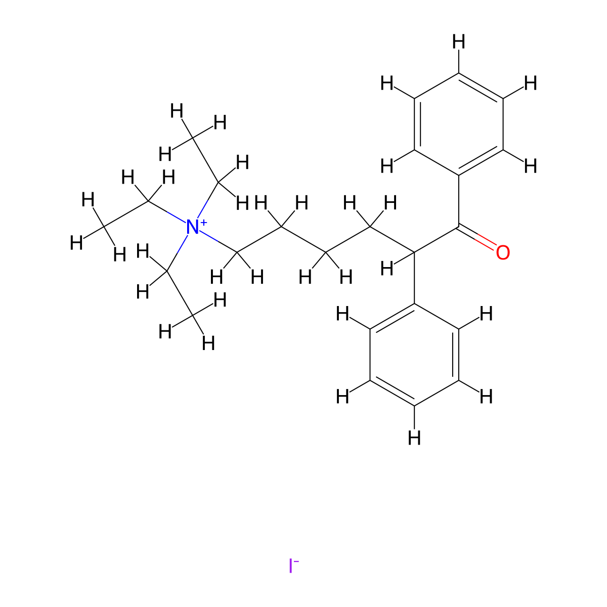 Ammonium, (5-benzoyl-5-phenylpentyl)triethyl-, iodide molecular structure, CAS 38940-51-1