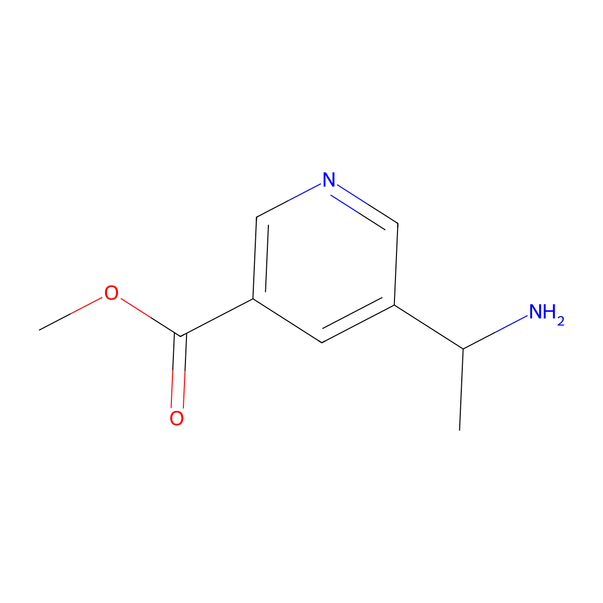 Methyl 5-(1-aminoethyl)pyridine-3-carboxylate molecular structure, CAS 38940-68-0