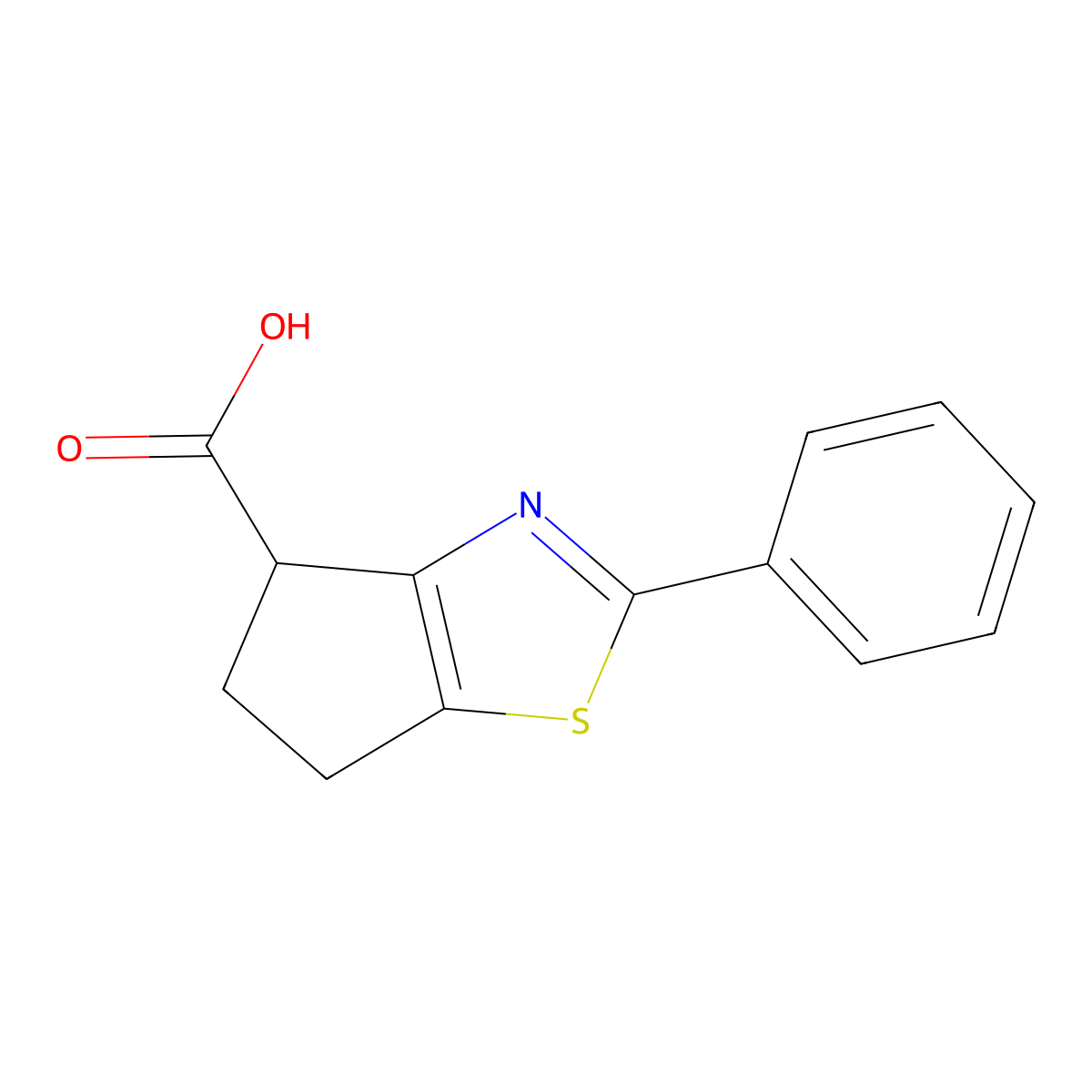 2-phenyl-4H,5H,6H-cyclopenta[d][1,3]thiazole-4-carboxylic acid molecular structure, CAS 38943-42-9