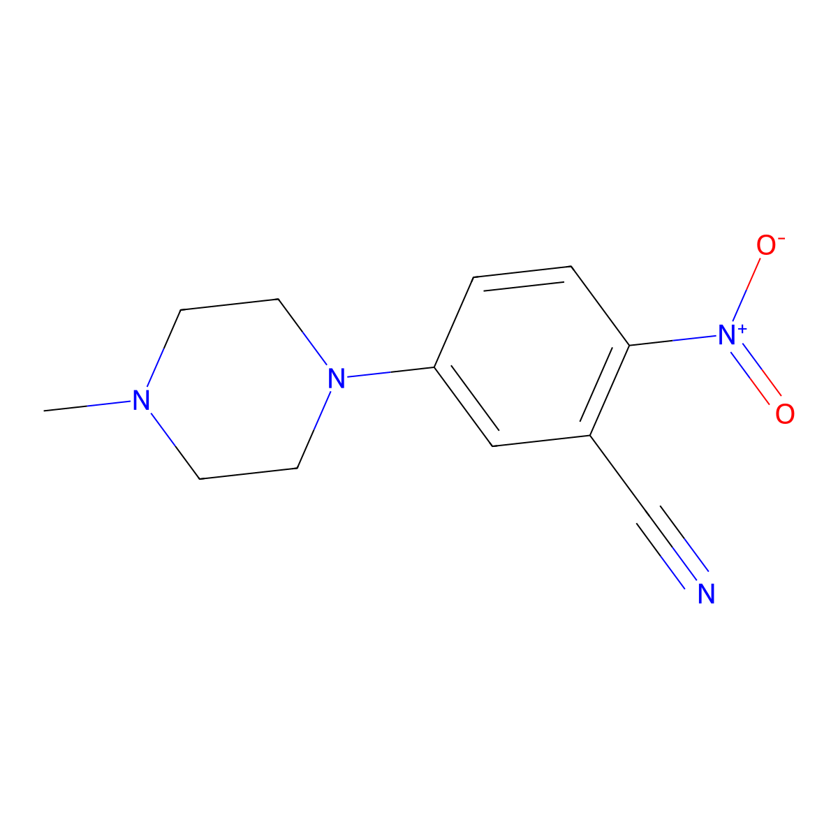 5-(4-Methylpiperazinyl)-2-nitrobenzenecarbonitrile molecular structure, CAS 38943-88-3