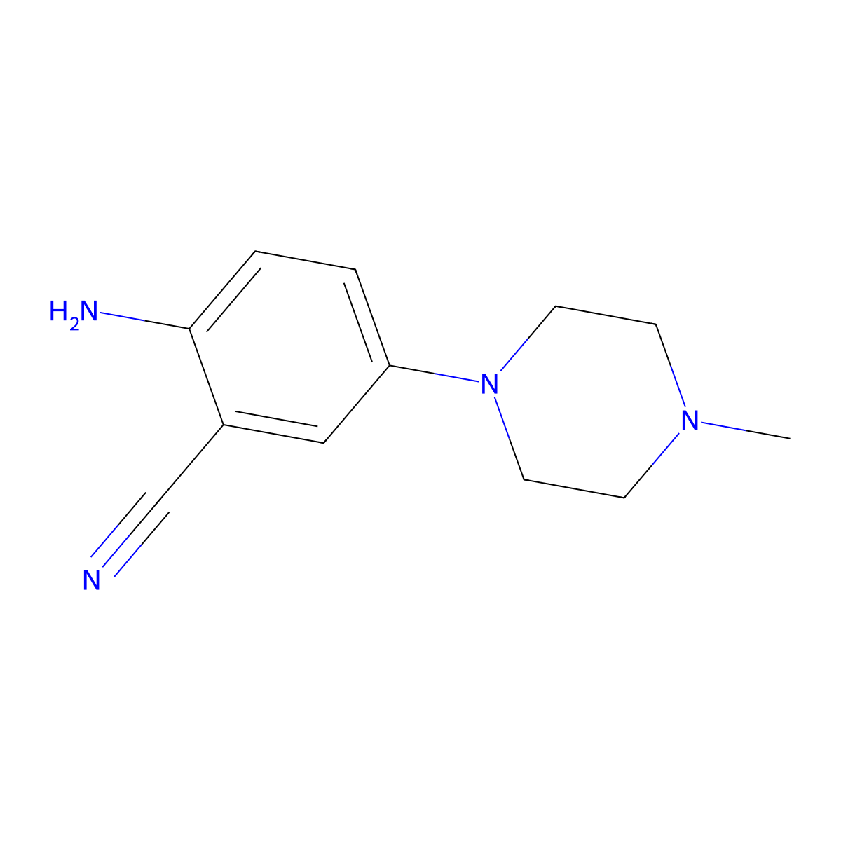 2-Amino-5-(4-methyl-1-piperazinyl)benzonitrile molecular structure, CAS 38943-98-5
