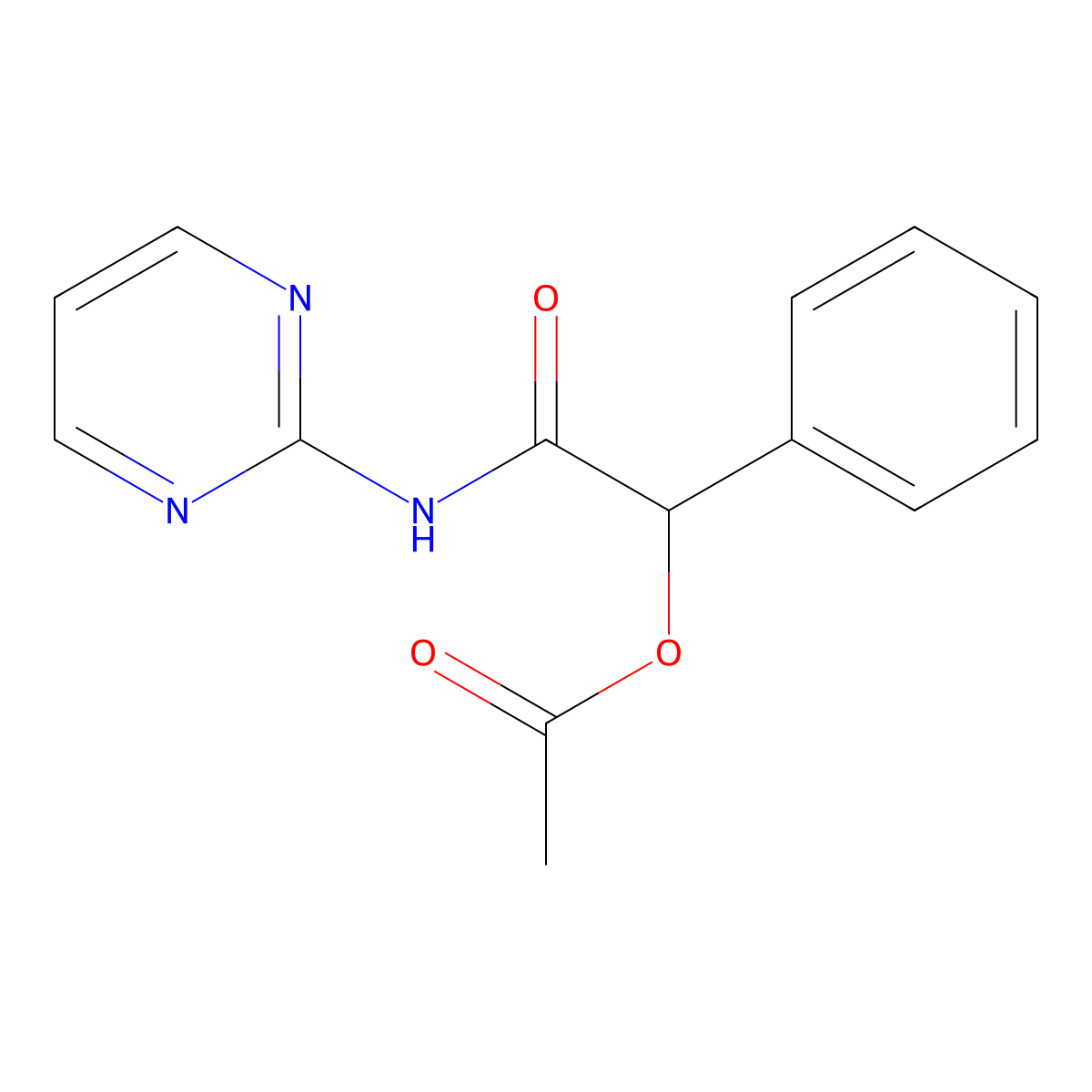 [2-Oxo-1-phenyl-2-(pyrimidin-2-ylamino)ethyl] acetate molecular structure, CAS 3895-16-7