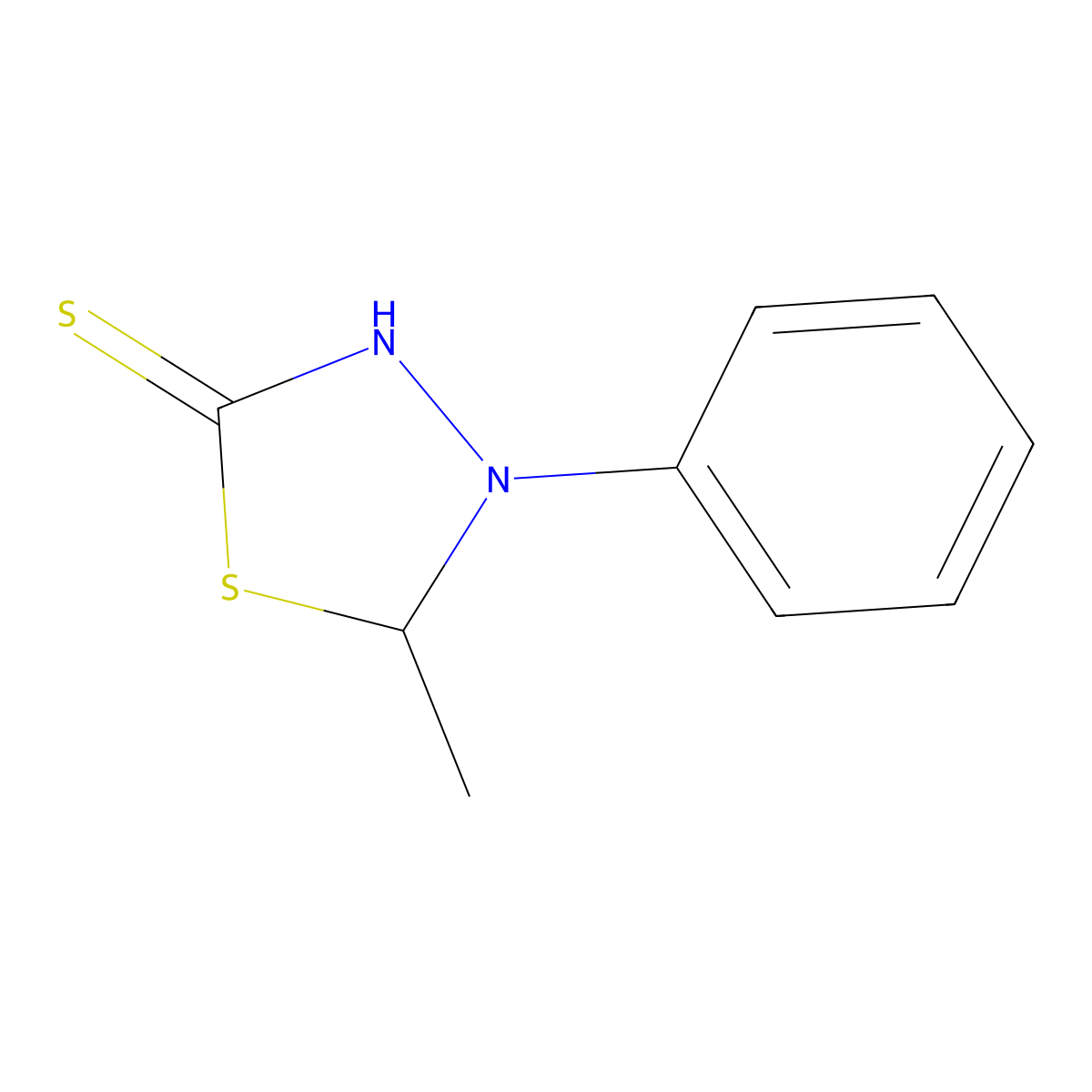 5-Methyl-4-phenyl-1,3,4-thiadiazolidine-2-thione molecular structure, CAS 38951-60-9