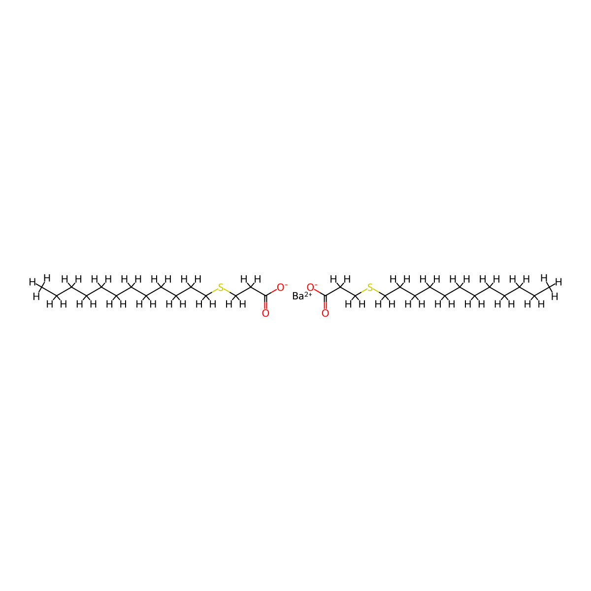 Propanoic acid, 3-(dodecylthio)-, barium salt (2:1) molecular structure, CAS 38952-49-7