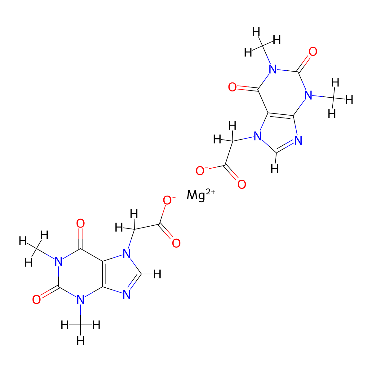 Magnesium 7-theophyllineacetate molecular structure, CAS 38953-16-1