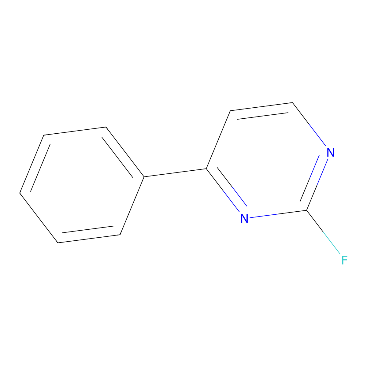 2-Fluoro-4-phenylpyrimidine molecular structure, CAS 38953-34-3