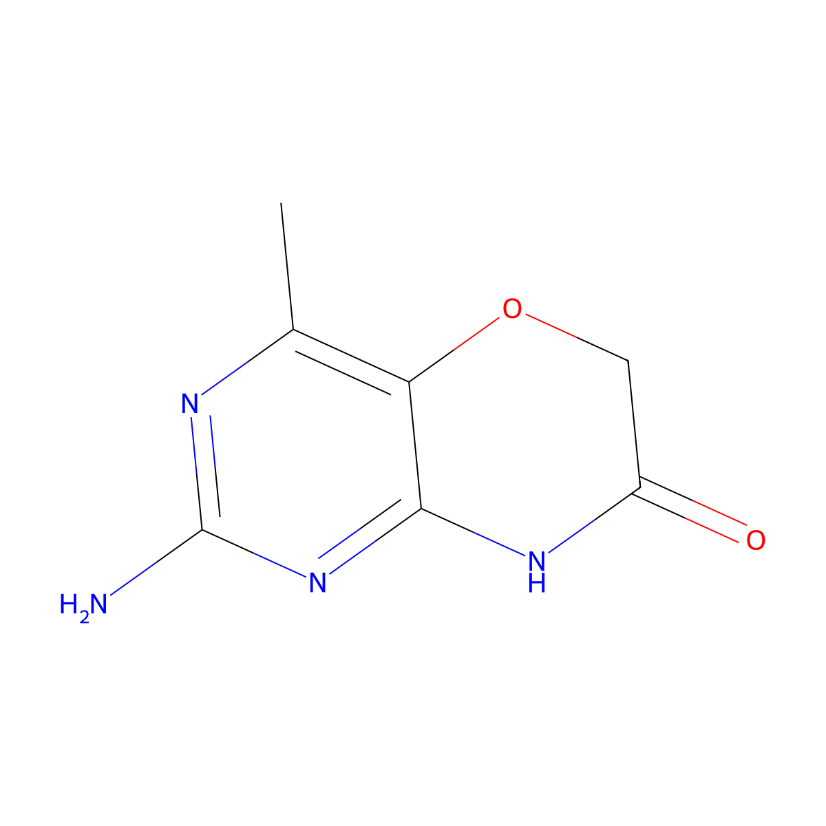 2-Amino-4-methyl-8H-pyrimido[5,4-B][1,4]oxazin-7-one molecular structure, CAS 38953-49-0