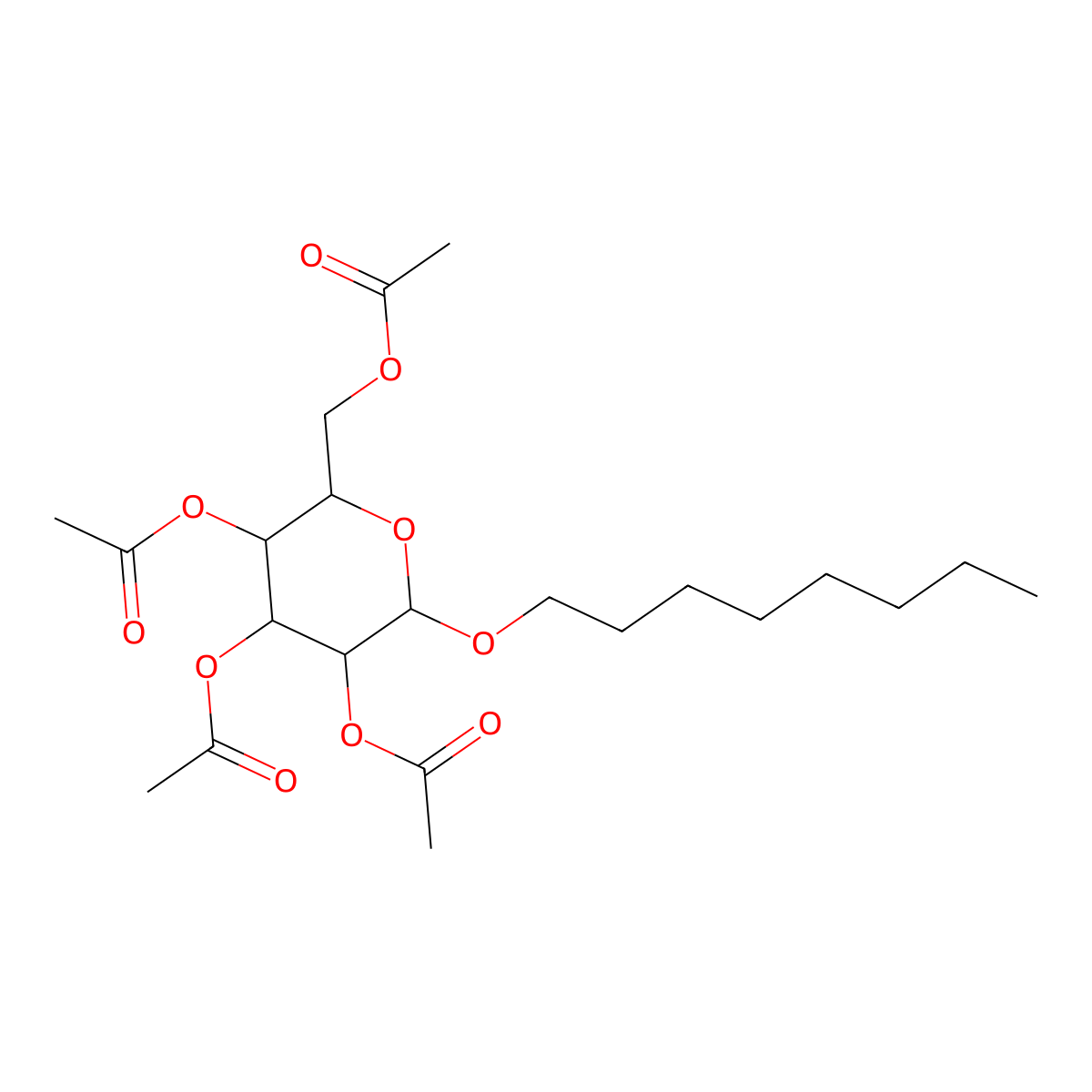 beta-D-Glucopyranoside, octyl, 2,3,4,6-tetraacetate molecular structure, CAS 38954-67-5
