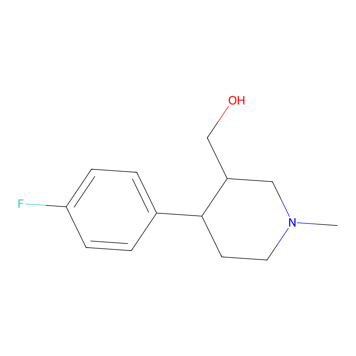 [(3R,4S)-4-(4-Fluorophenyl)-1-methylpiperidin-3-yl]methanol molecular structure, CAS 389573-45-9