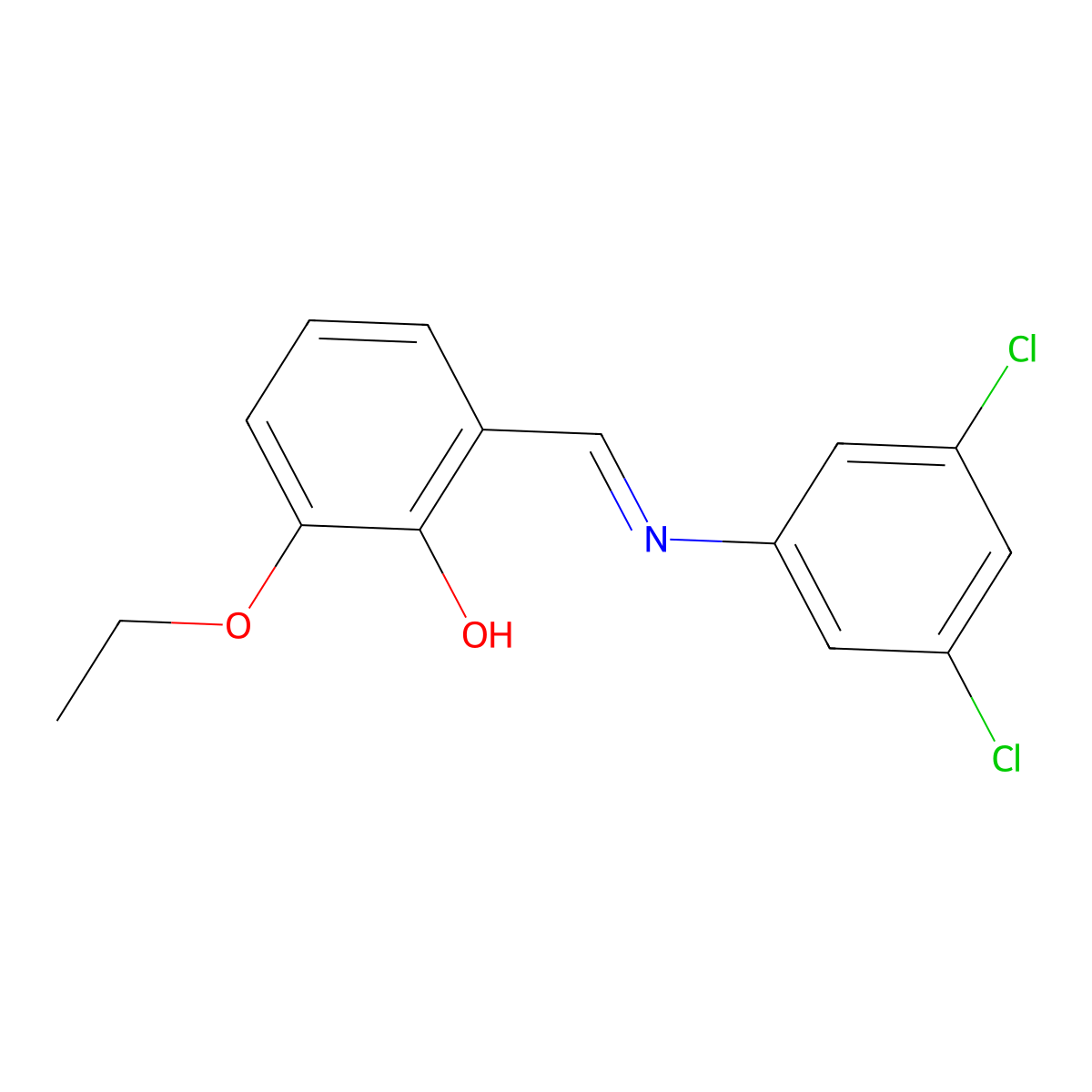 2-{(E)-[(3,5-dichlorophenyl)imino]methyl}-6-ethoxyphenol molecular structure, CAS 389581-15-1