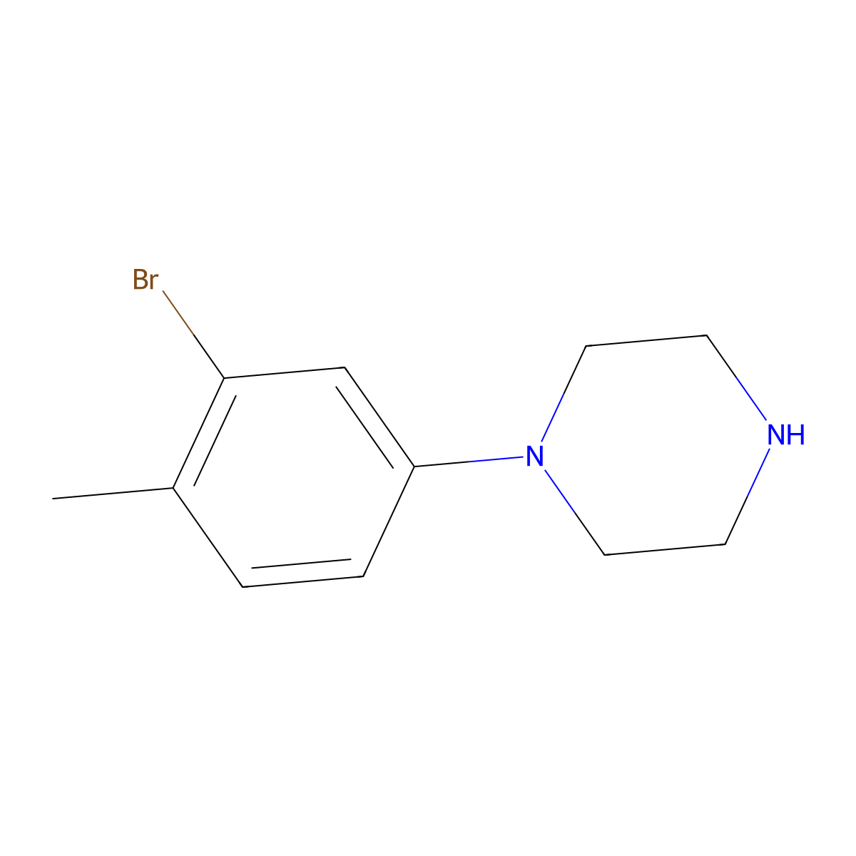 1-(3-Bromo-4-methylphenyl)piperazine molecular structure, CAS 3896-05-7