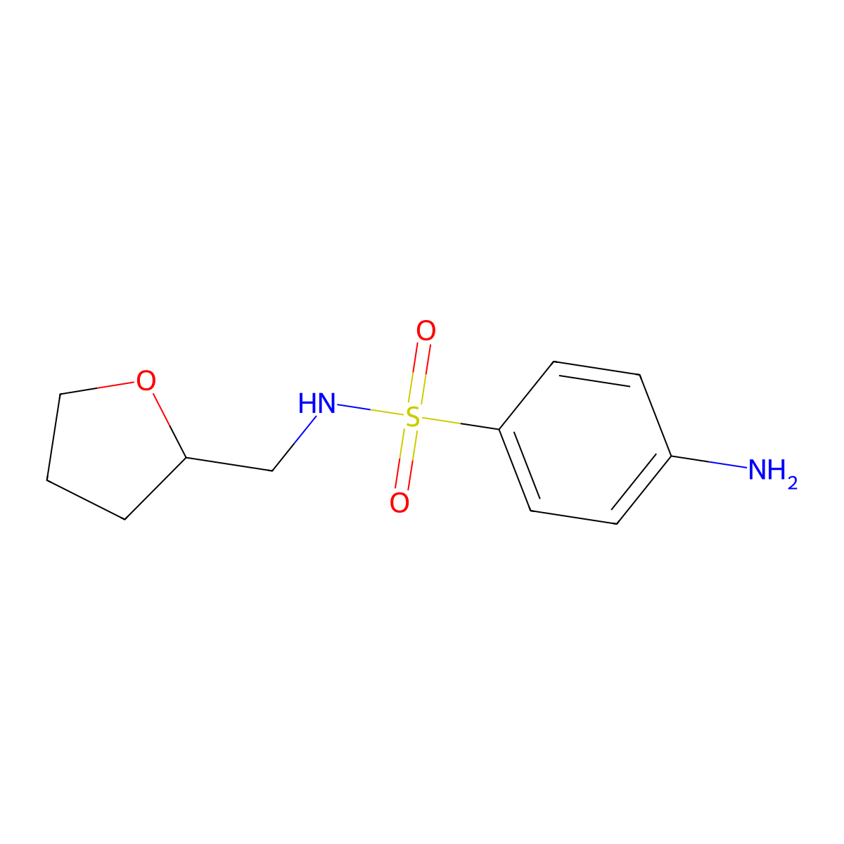 4-amino-N-(tetrahydrofuran-2-ylmethyl)benzenesulfonamide molecular structure, CAS 389605-69-0
