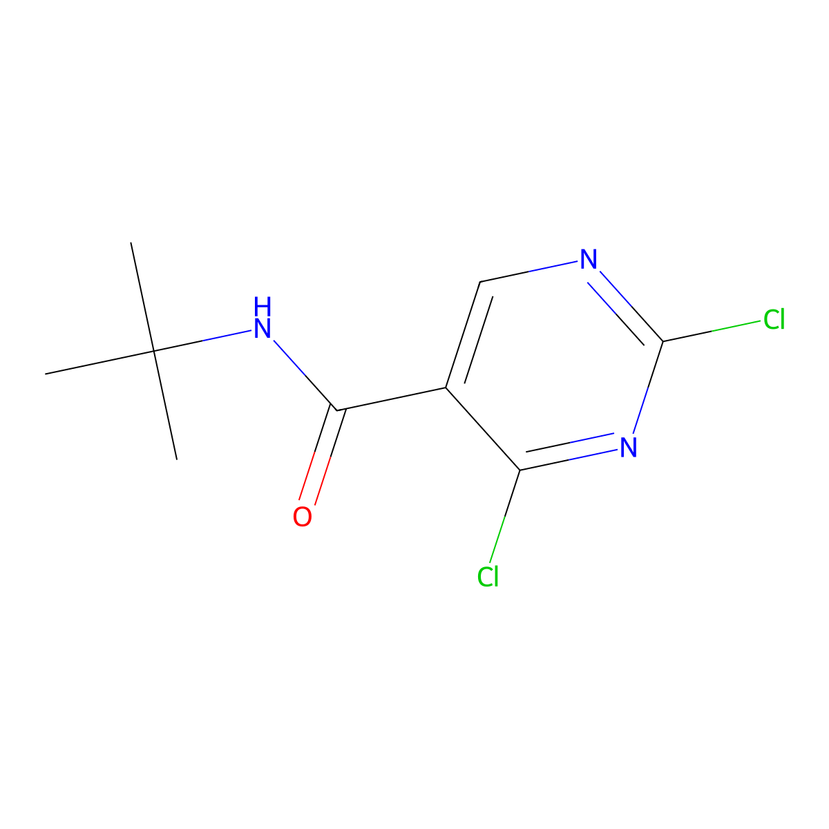 2,4-Dichloro-pyrimidine-5-carboxylic acid-tert-butylamide molecular structure, CAS 389606-35-3