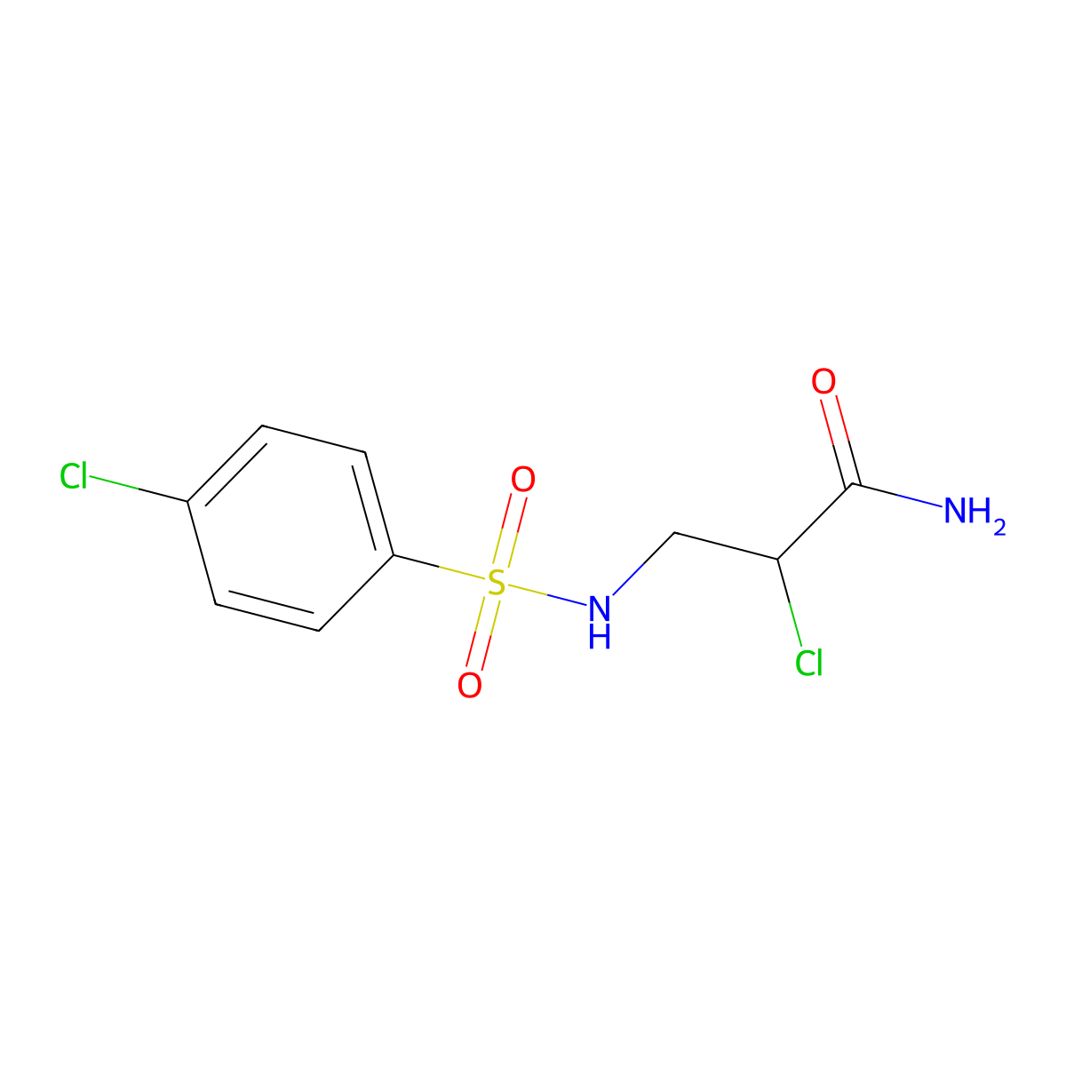 2-Chloro-3-(4-chloro-benzenesulfonylamino)-propionamide molecular structure, CAS 38962-86-6