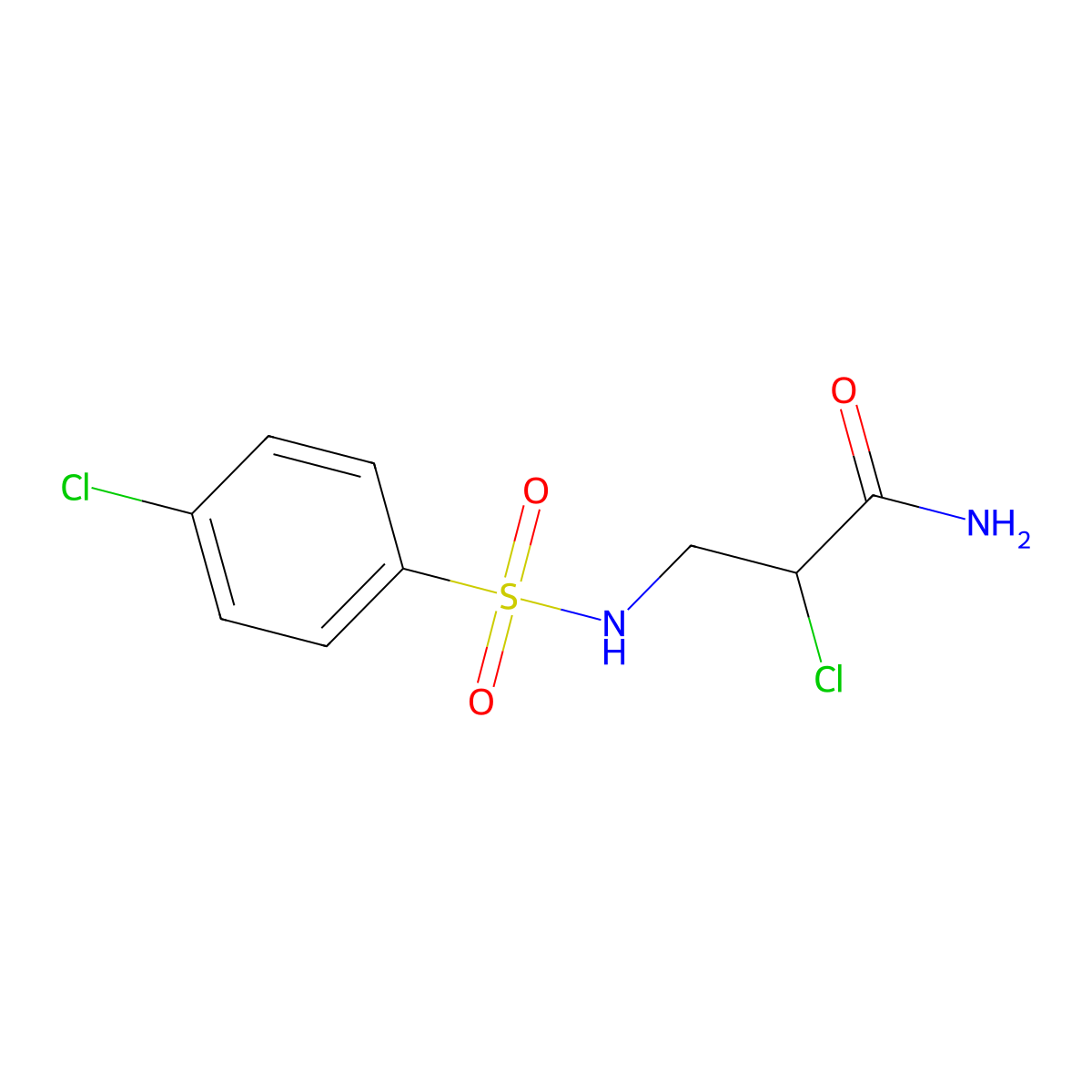 2-Chloro-3-(4-chloro-benzenesulfonylamino)-propionamide molecular structure, CAS 38962-86-6