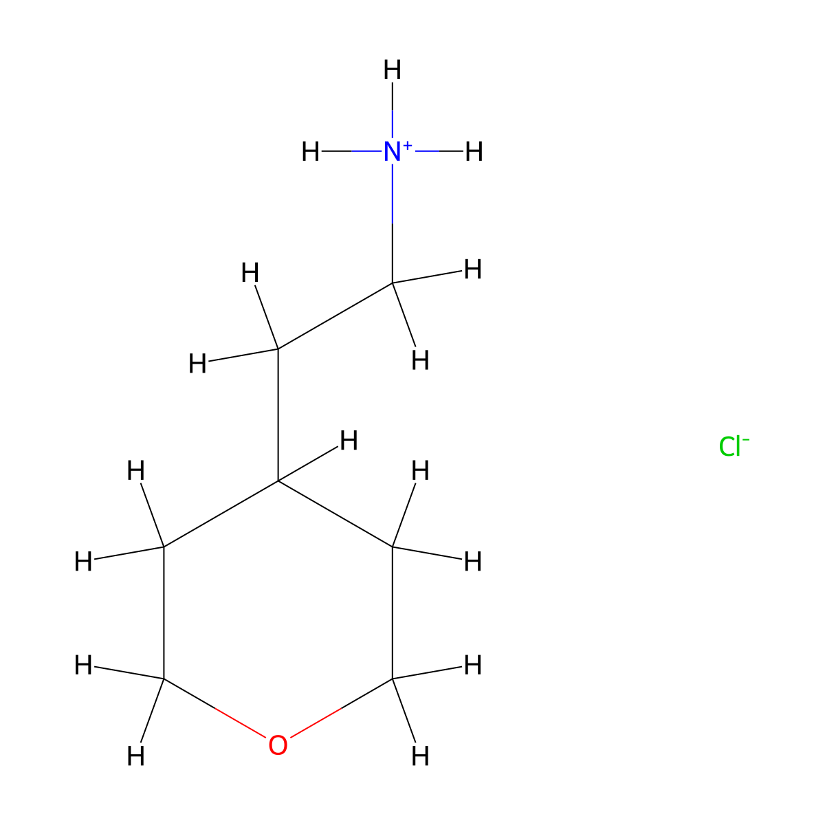 2-(Oxan-4-yl)ethylazanium;chloride molecular structure, CAS 389621-77-6