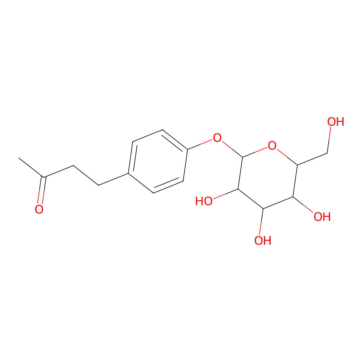 Raspberryketone glucoside molecular structure, CAS 38963-94-9