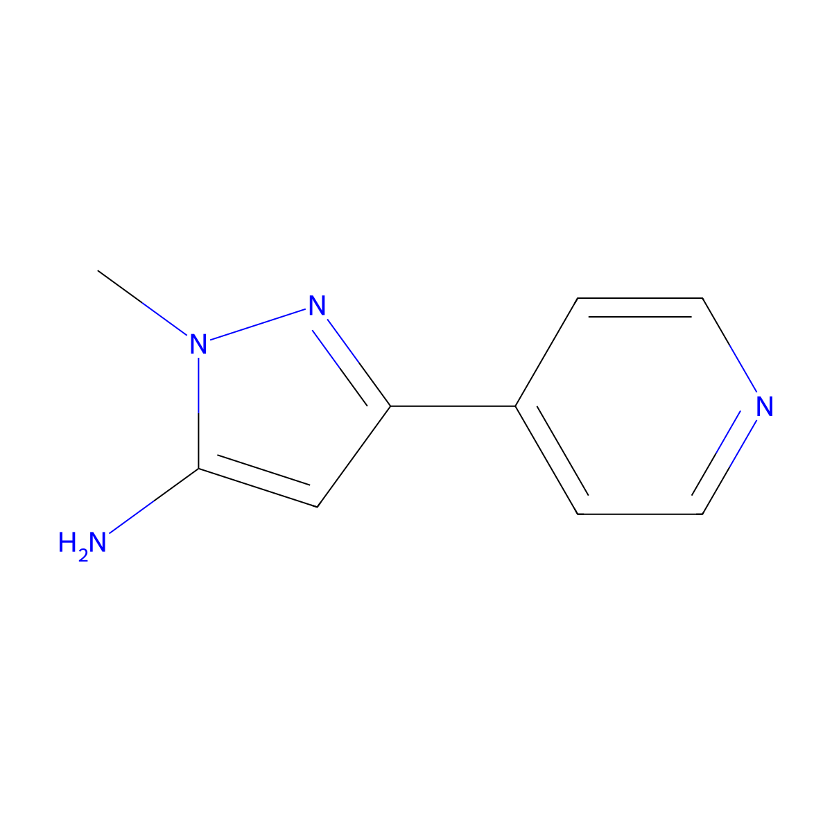 1-Methyl-3-(pyridin-4-yl)-1H-pyrazol-5-amine molecular structure, CAS 38965-47-8